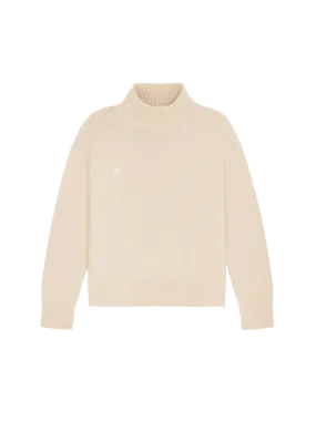 Women's Recycled Cashmere Turtleneck Sweater—ecru ivory