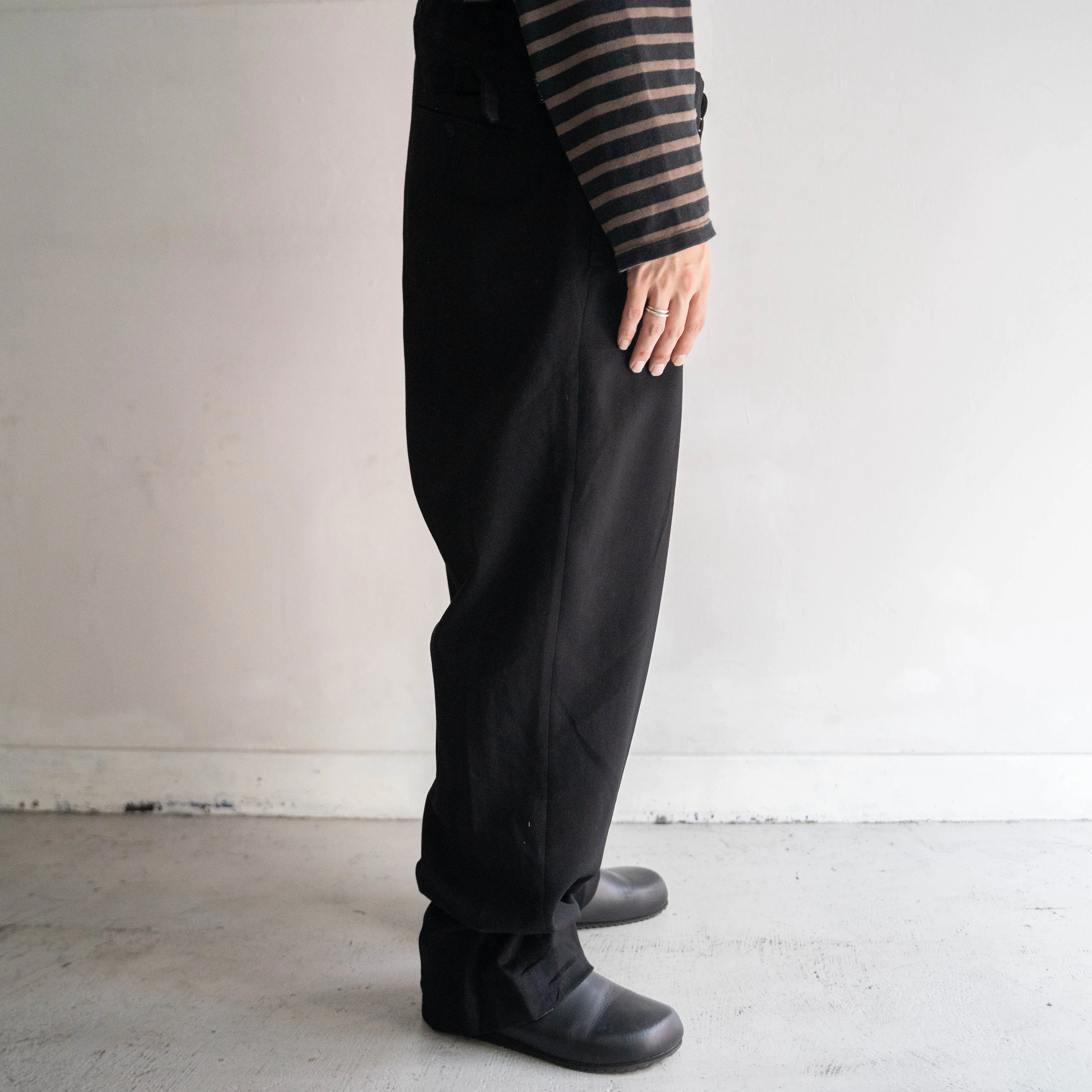 1940s French black color wool slacks 'with buckle back'