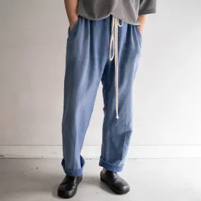 1960-70s France blue moleskin pants 'waist cord remake' -good fade-