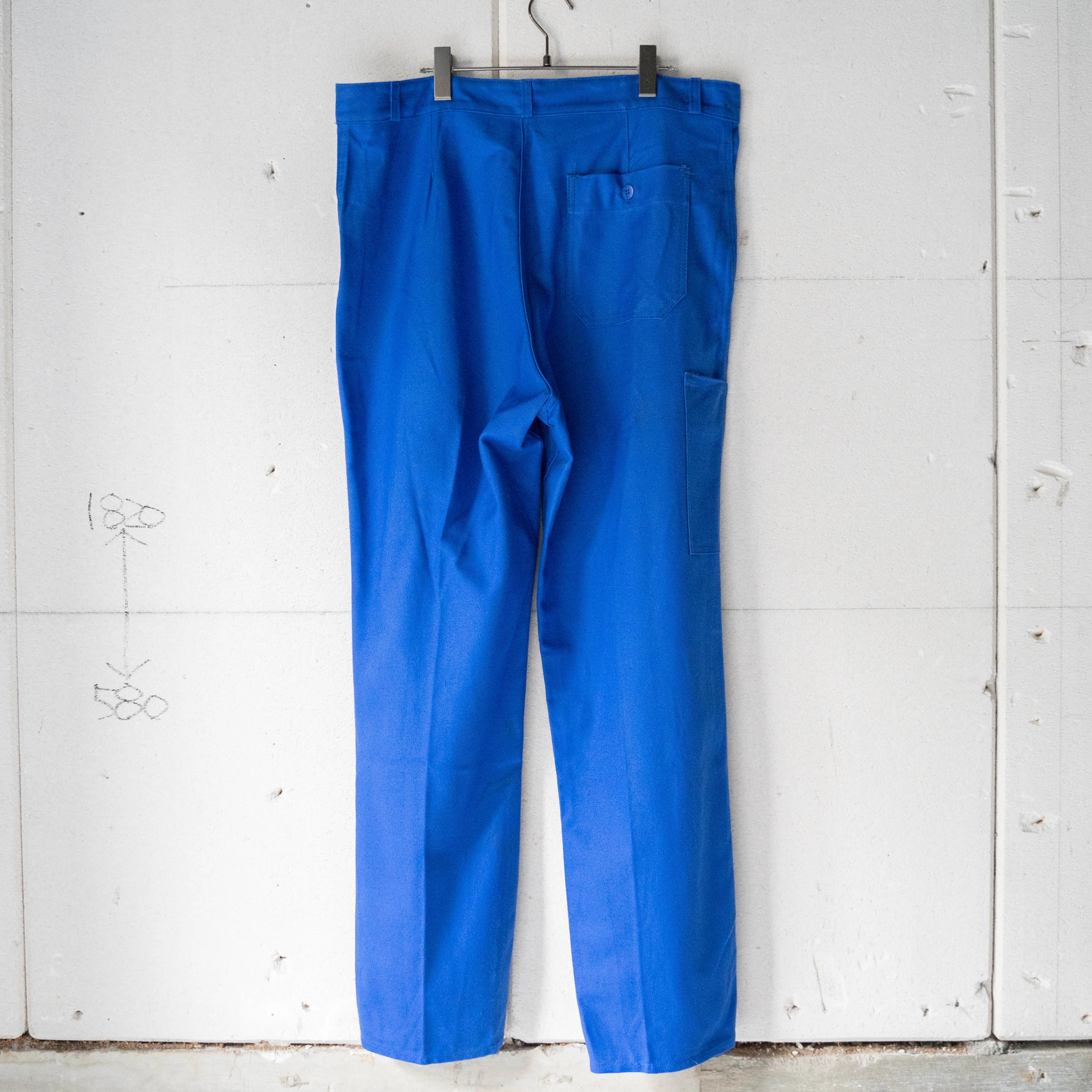 1980s France blue color cotton twill work pants 'deadstock'