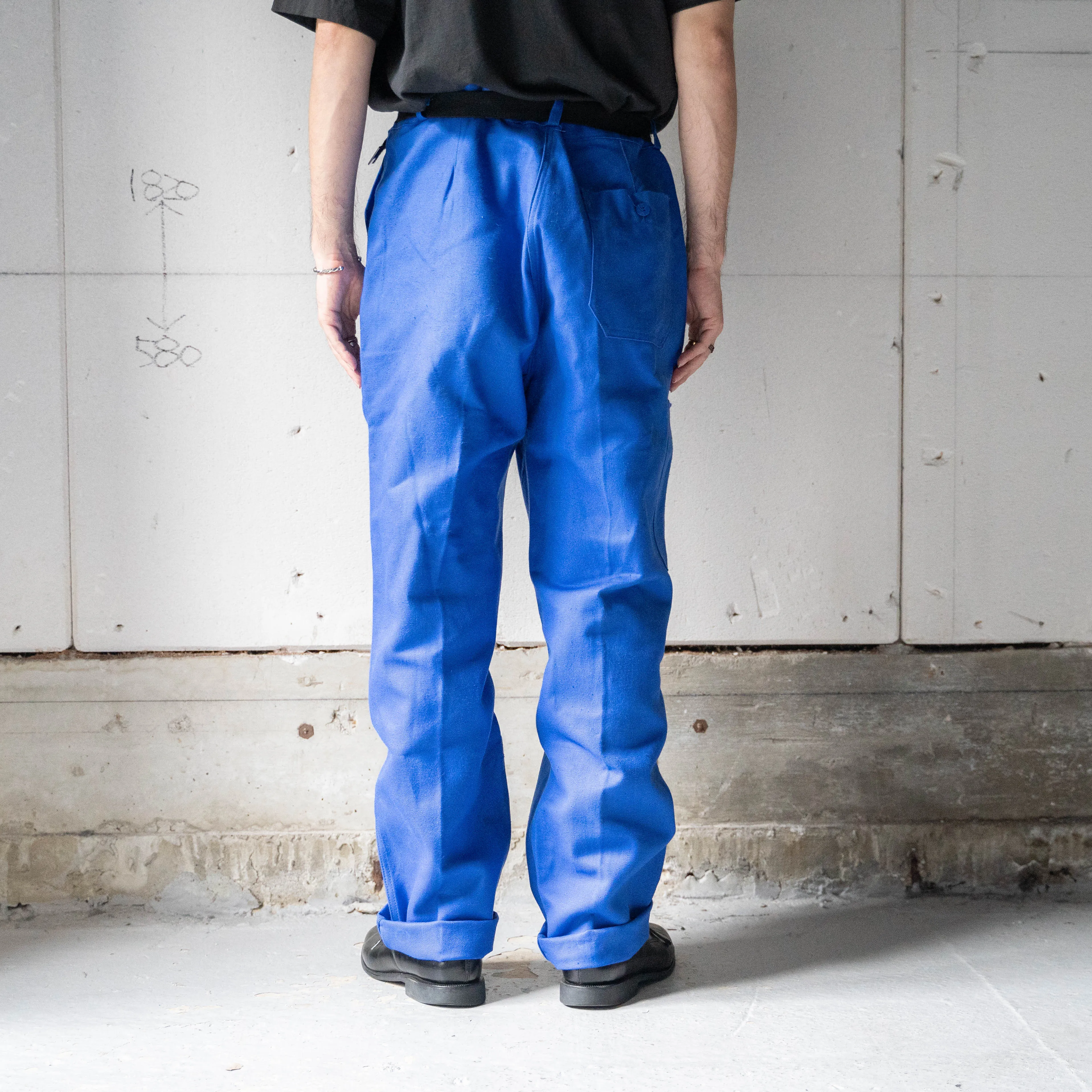 1980s France blue color cotton twill work pants 'deadstock'