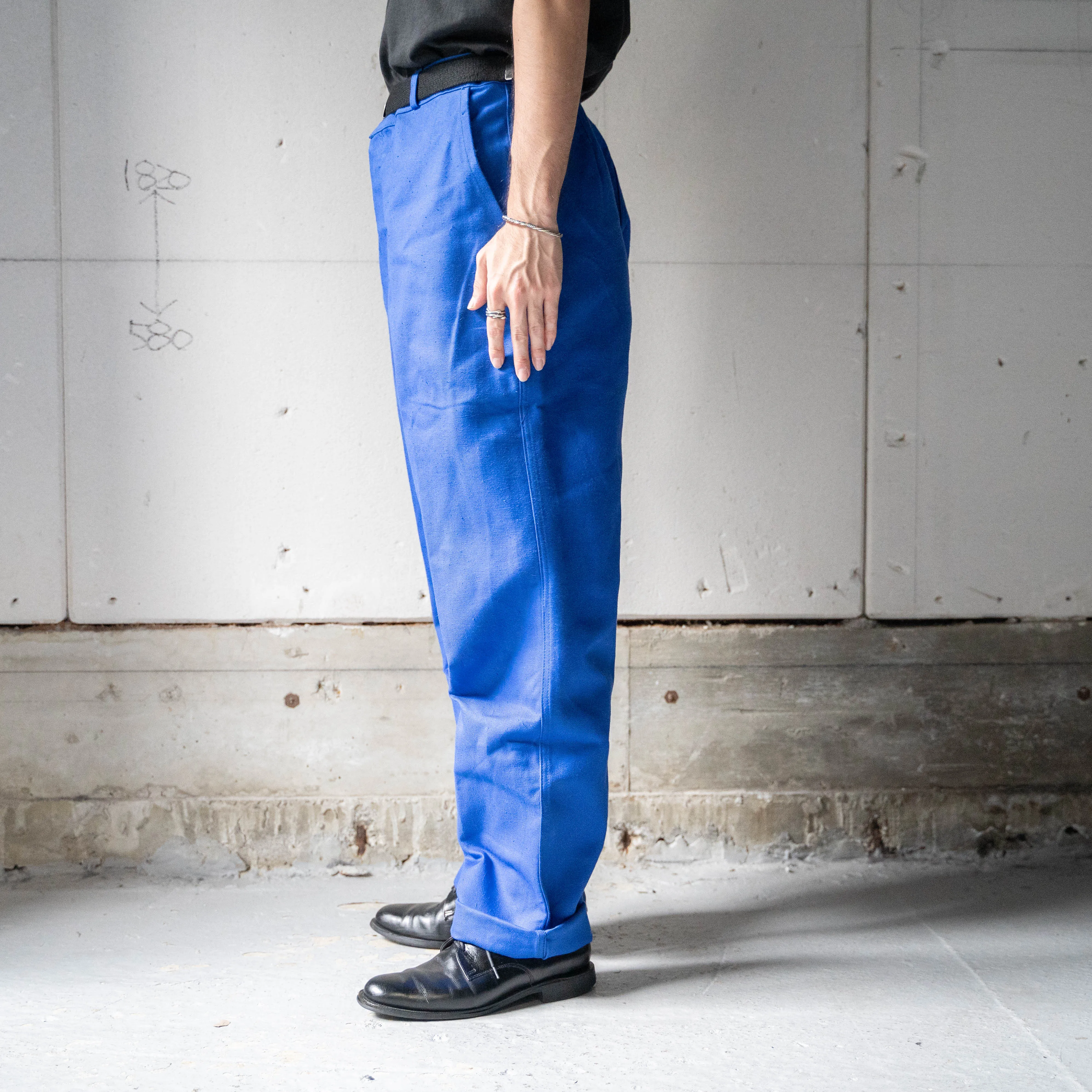 1980s France blue color cotton twill work pants 'deadstock'