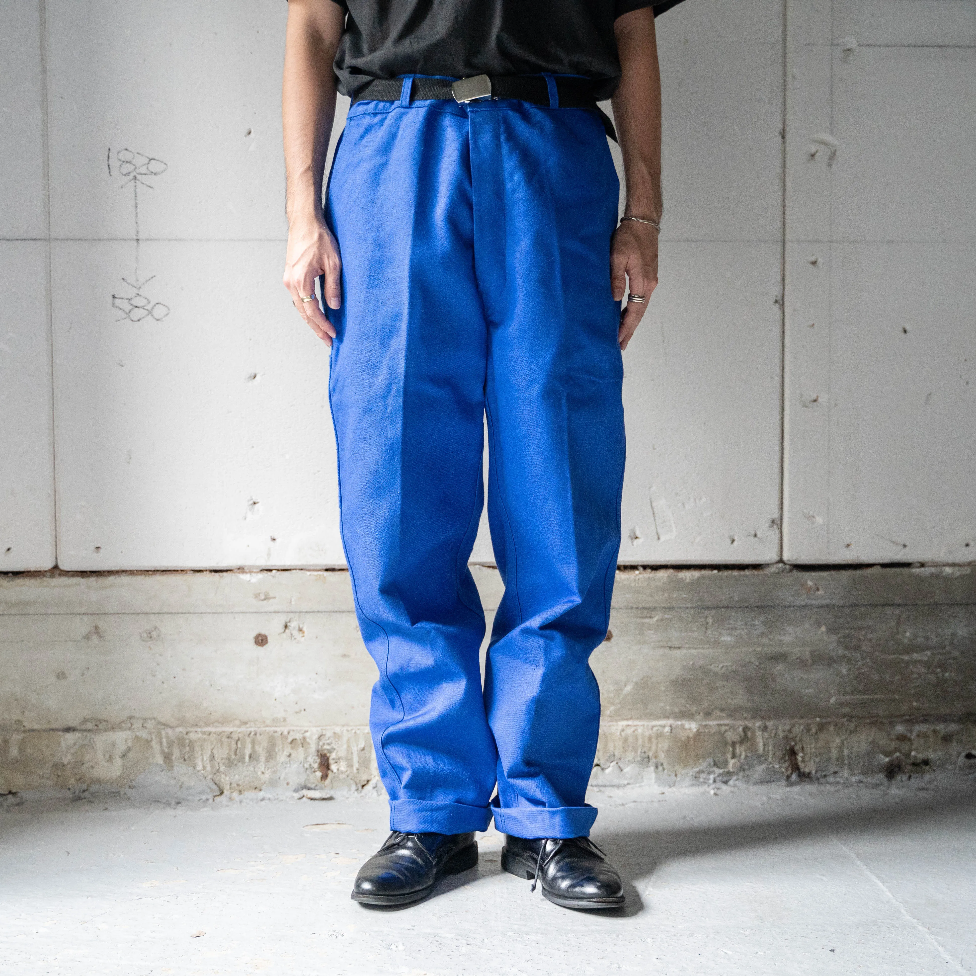 1980s France blue color cotton twill work pants 'deadstock'