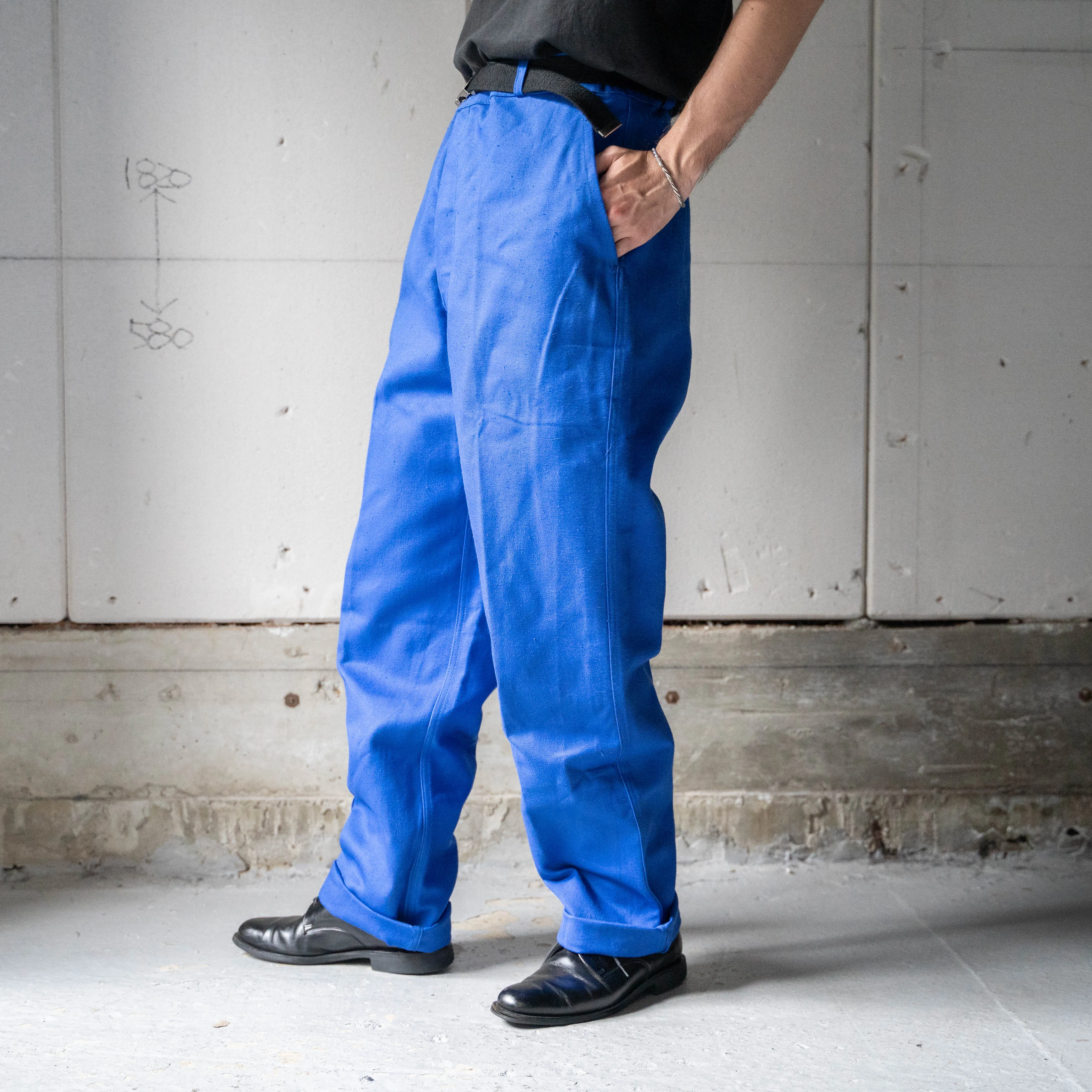 1980s France blue color cotton twill work pants 'deadstock'