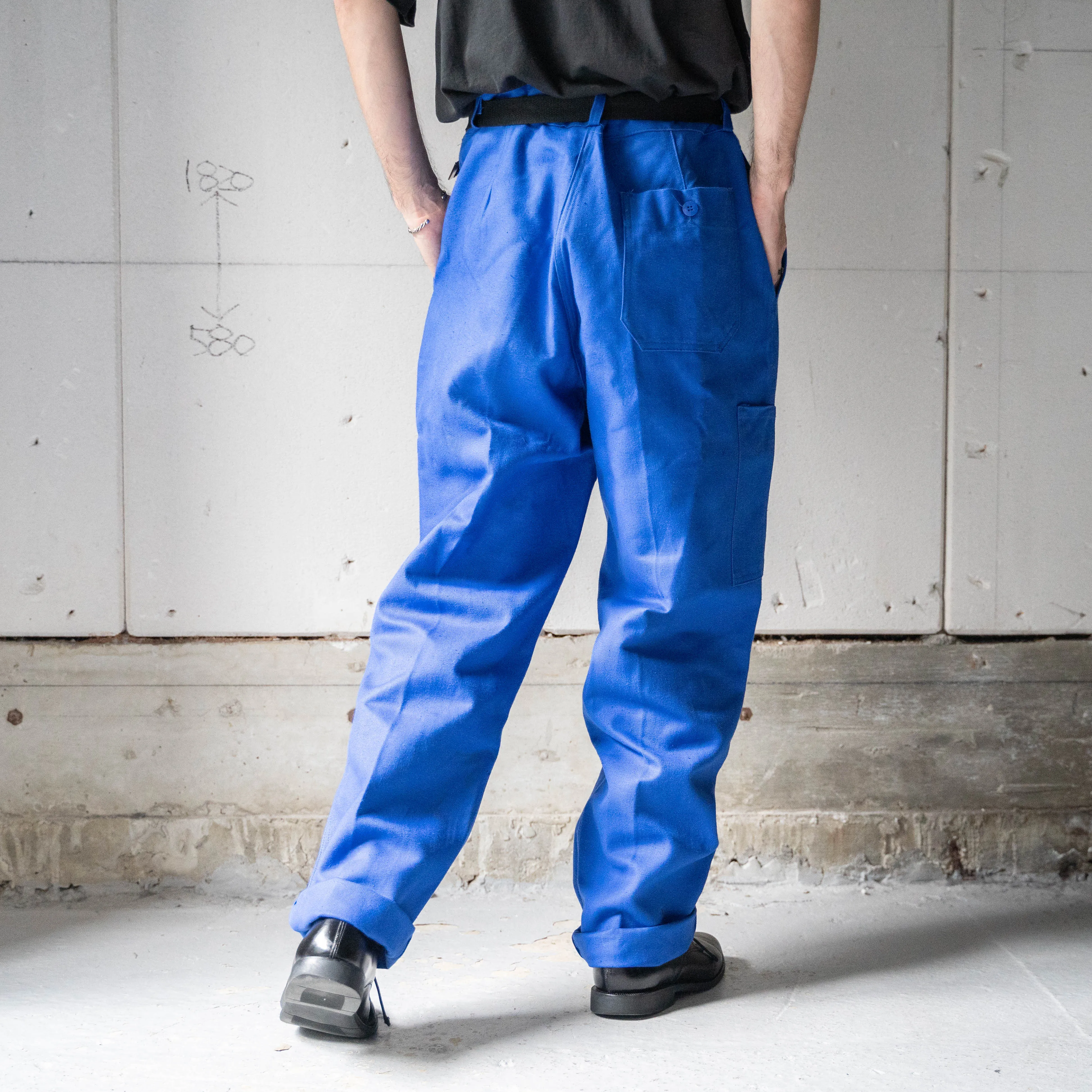 1980s France blue color cotton twill work pants 'deadstock'