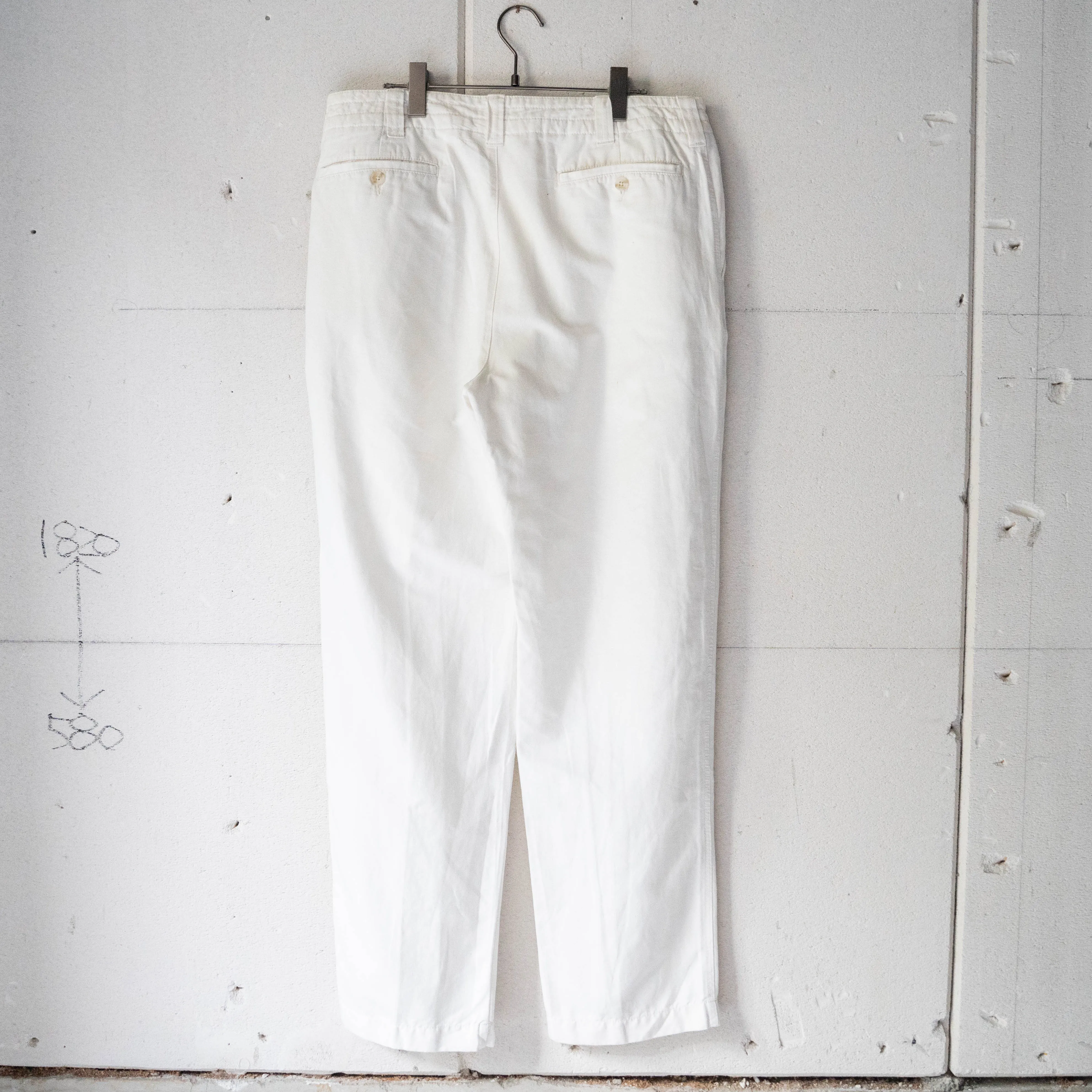 1990-00s white color cotton linen pants