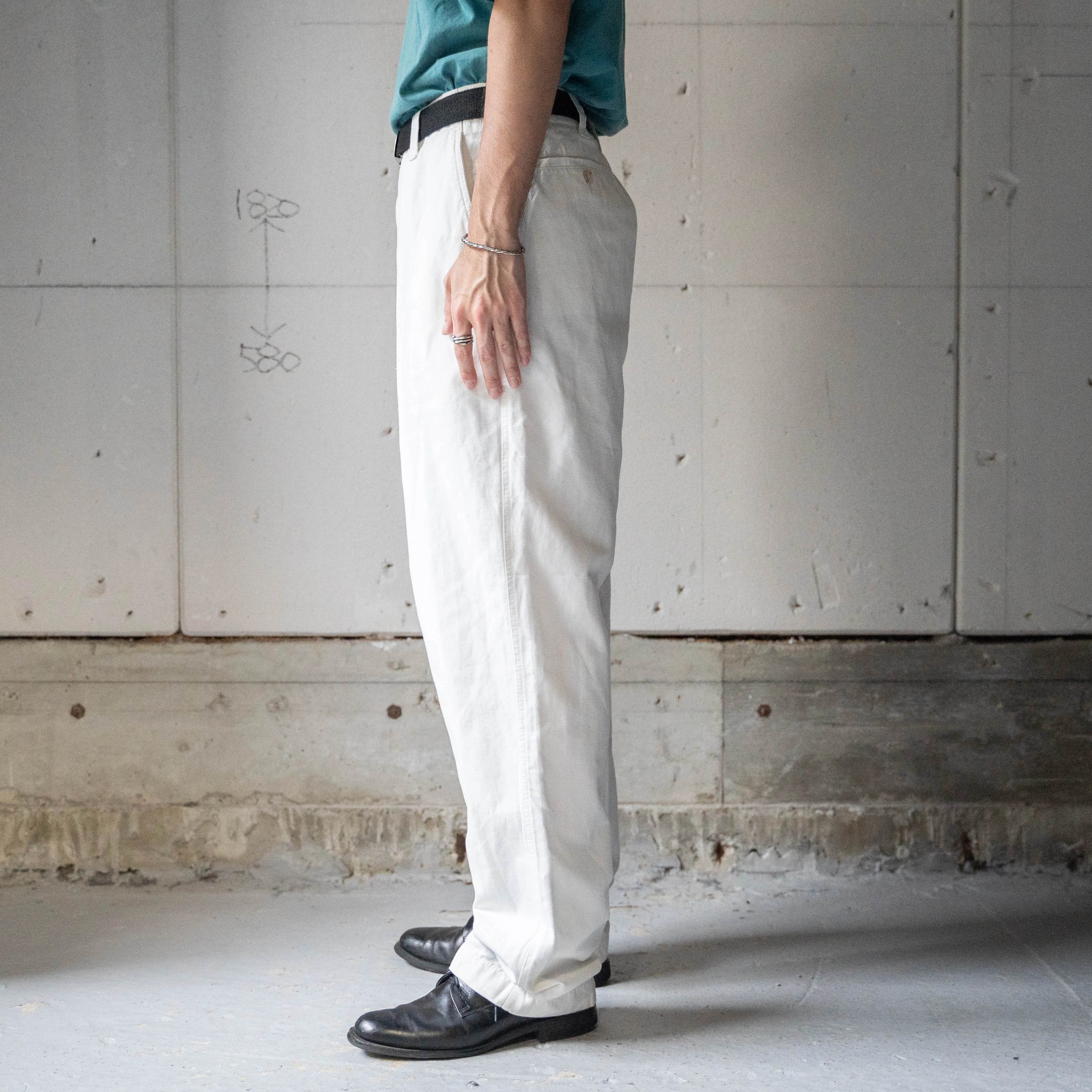 1990-00s white color cotton linen pants