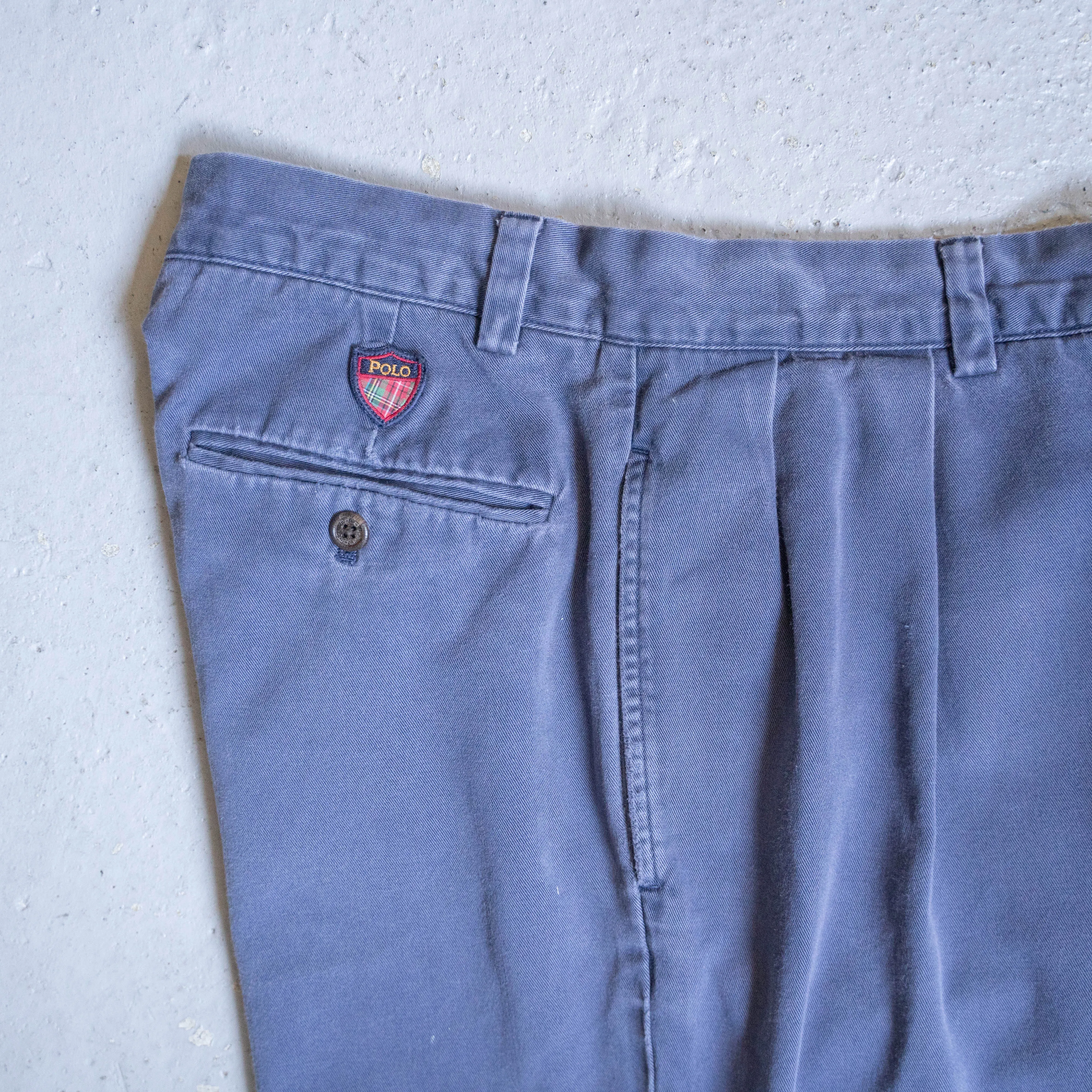 1990s 'POLO GOLF' navy color two tuck chino shorts 'good fade'