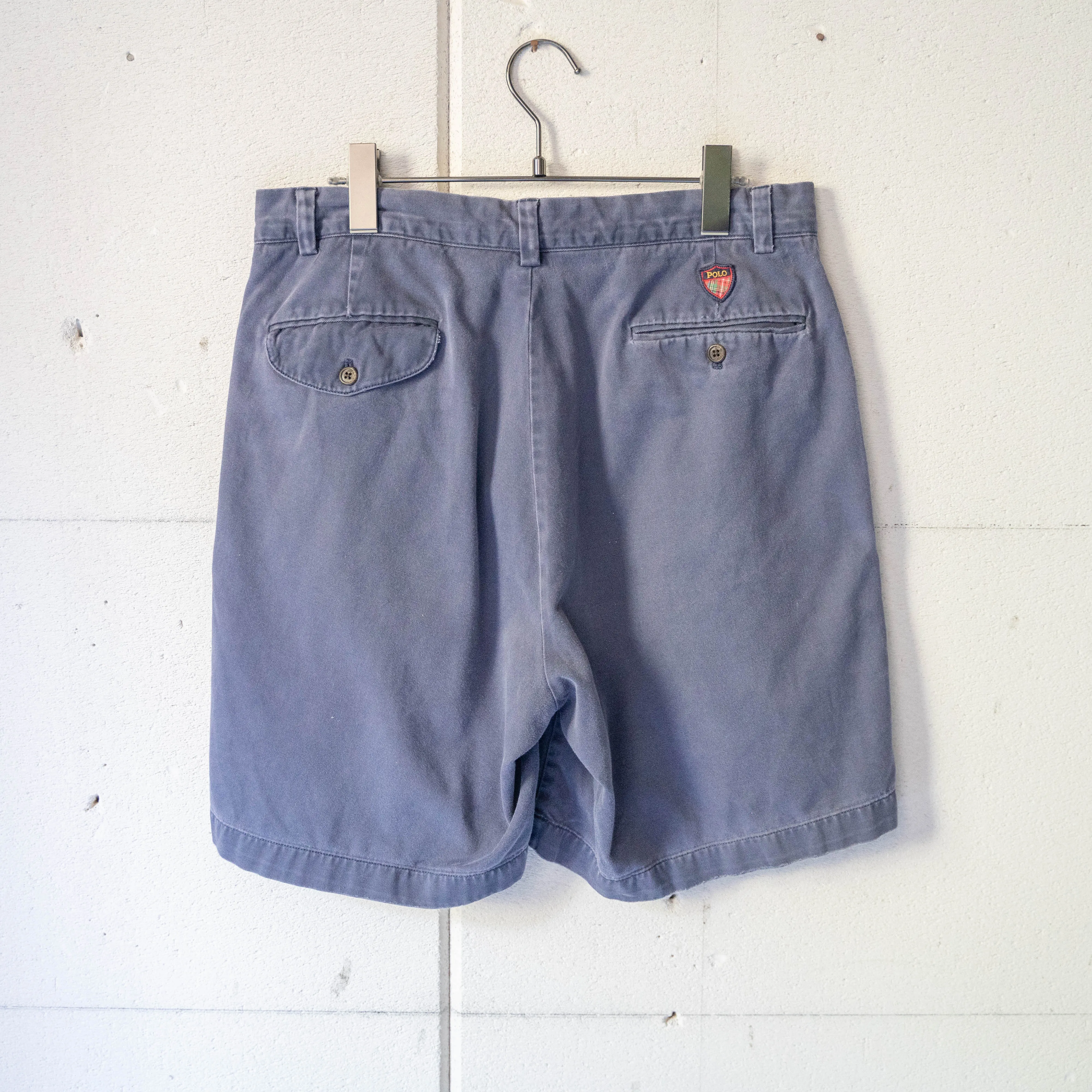 1990s 'POLO GOLF' navy color two tuck chino shorts 'good fade'