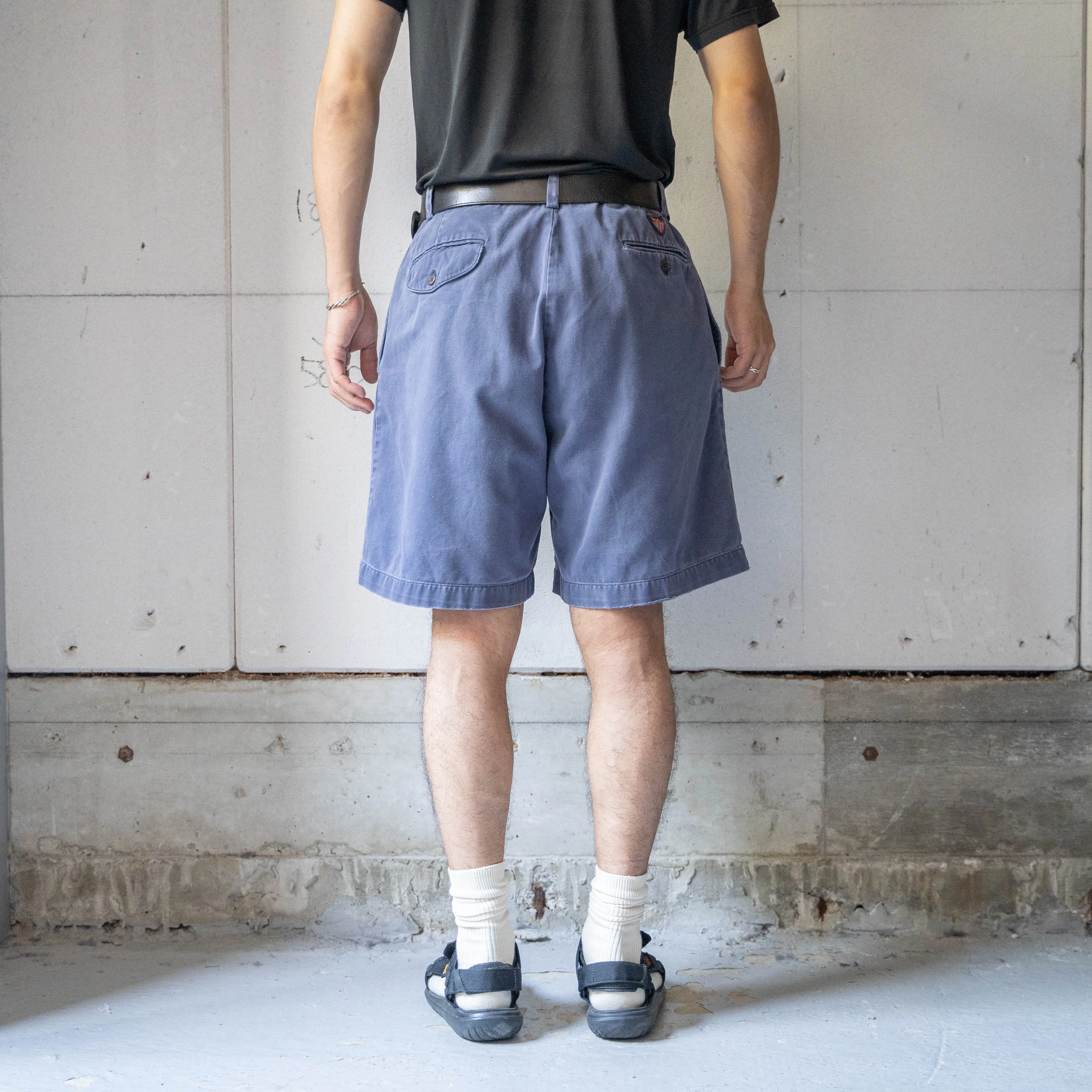 1990s 'POLO GOLF' navy color two tuck chino shorts 'good fade'