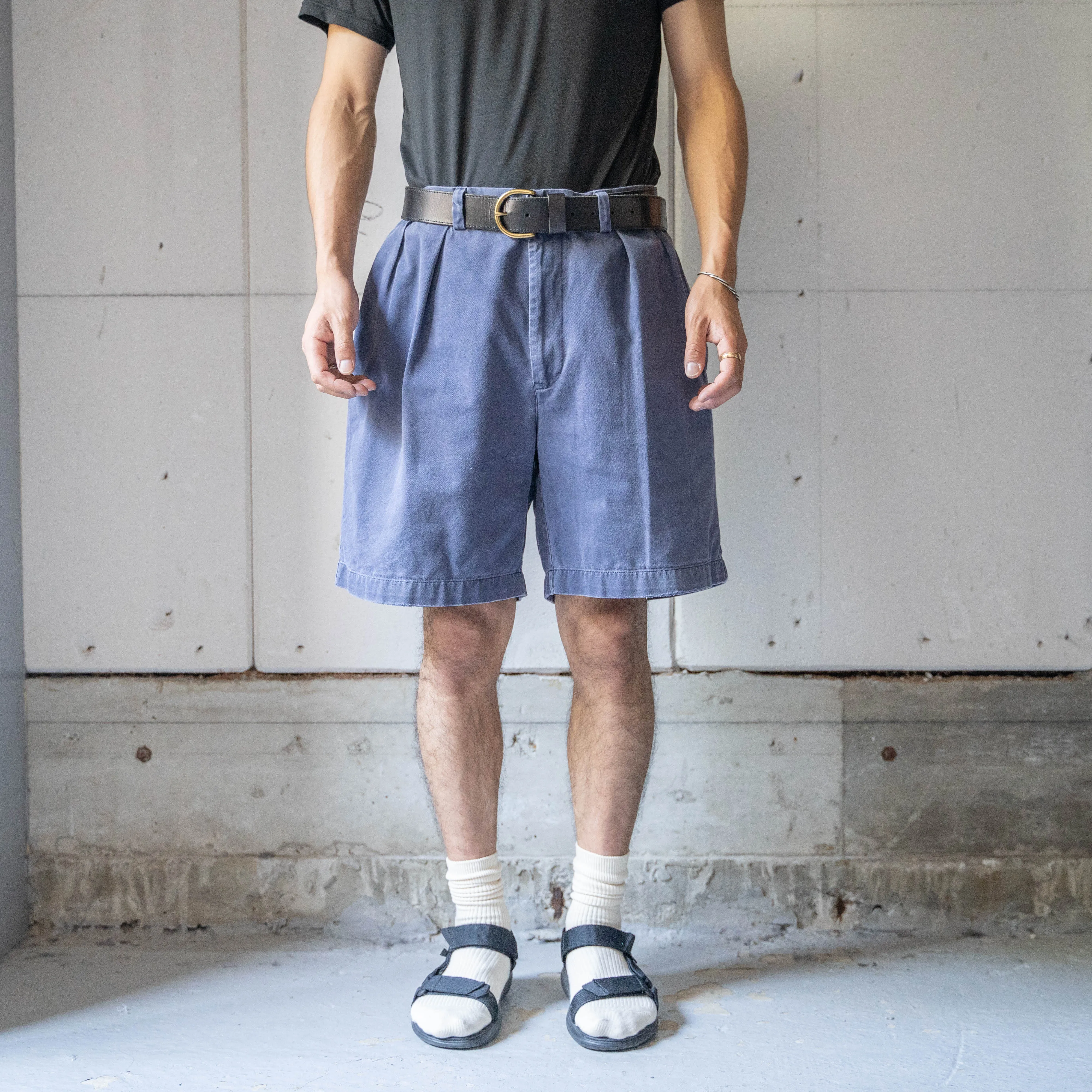 1990s 'POLO GOLF' navy color two tuck chino shorts 'good fade'