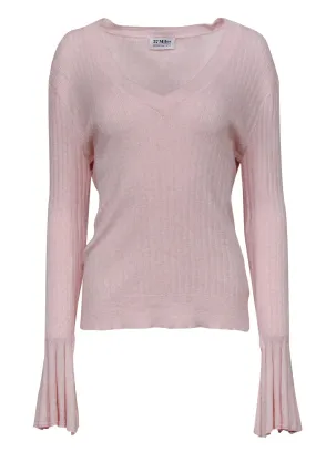 27 Miles - Light Pink Ribbed Bell Sleeve Sweater Sz M