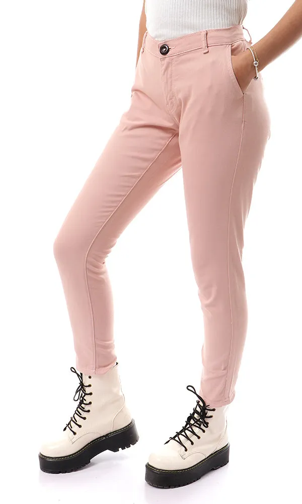 42059 Ankle Length Skinny Peach Rose Gabardine Pants