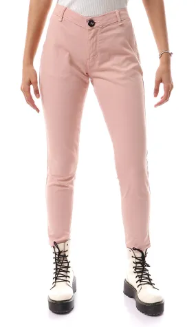 42059 Ankle Length Skinny Peach Rose Gabardine Pants