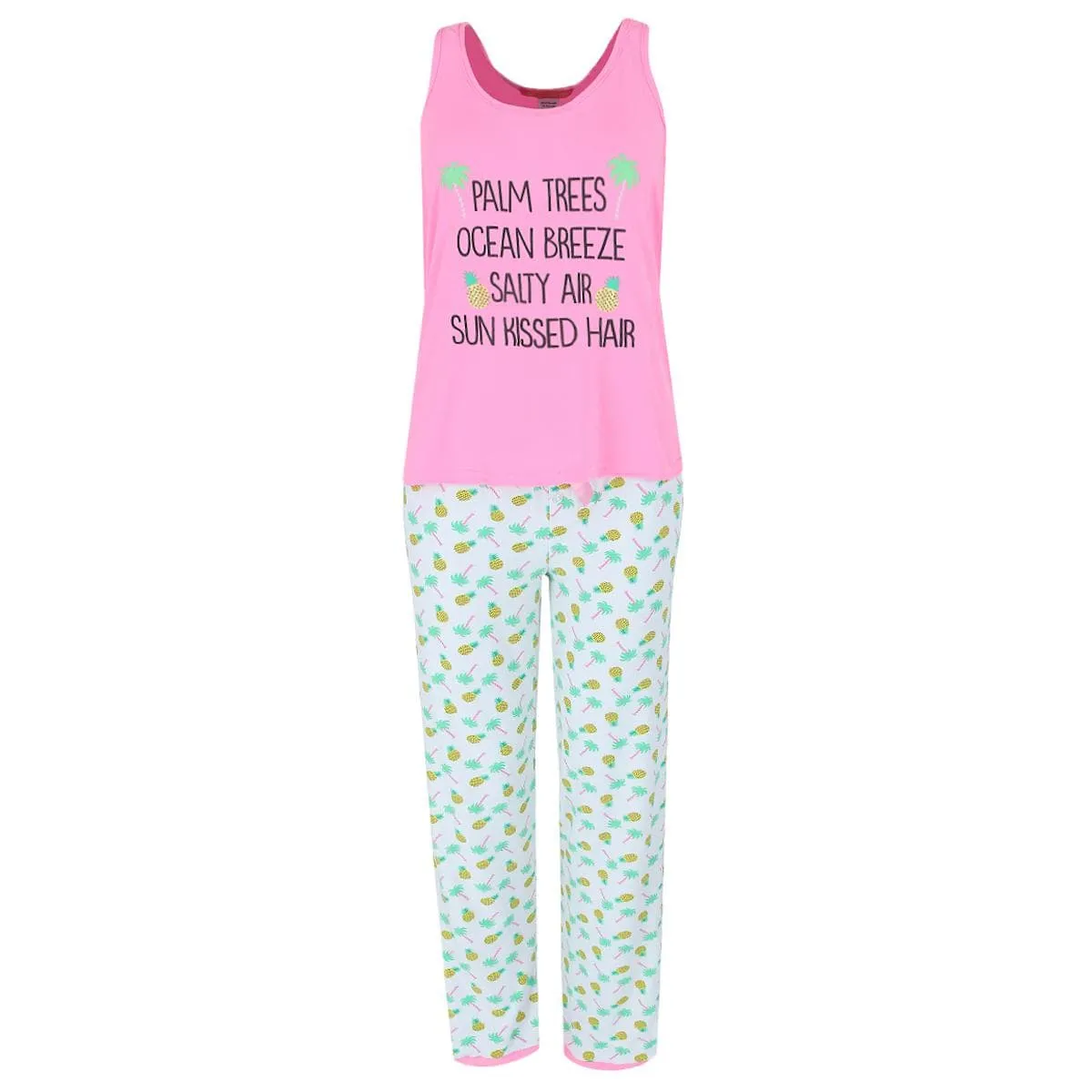 5 More Minutes Women's Tropical Pineapple Tank and Pants Pajama Set