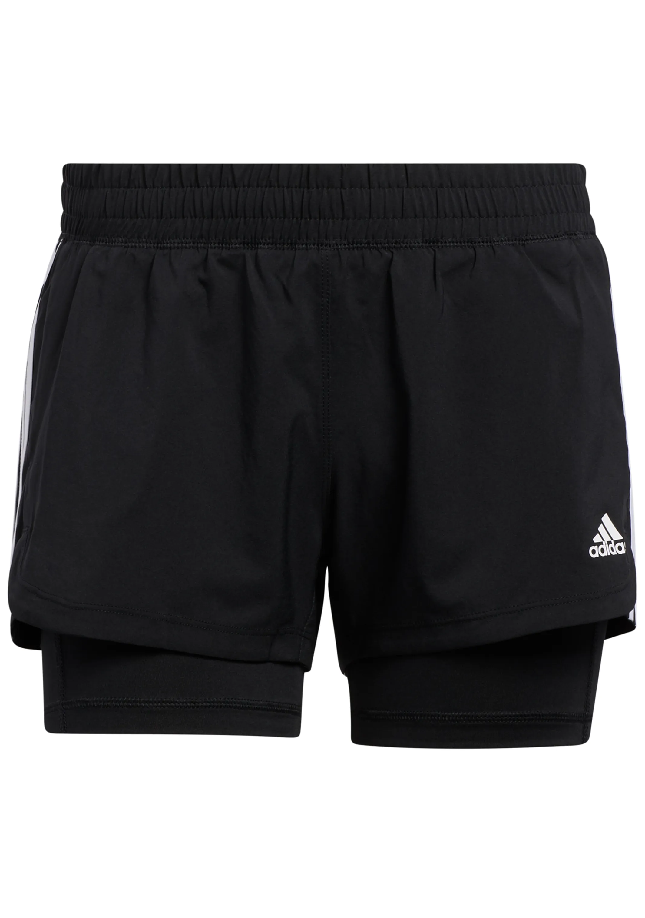 Adidas Womens 3 Stripe Pacer Two-In-One Shorts <br> GL7686