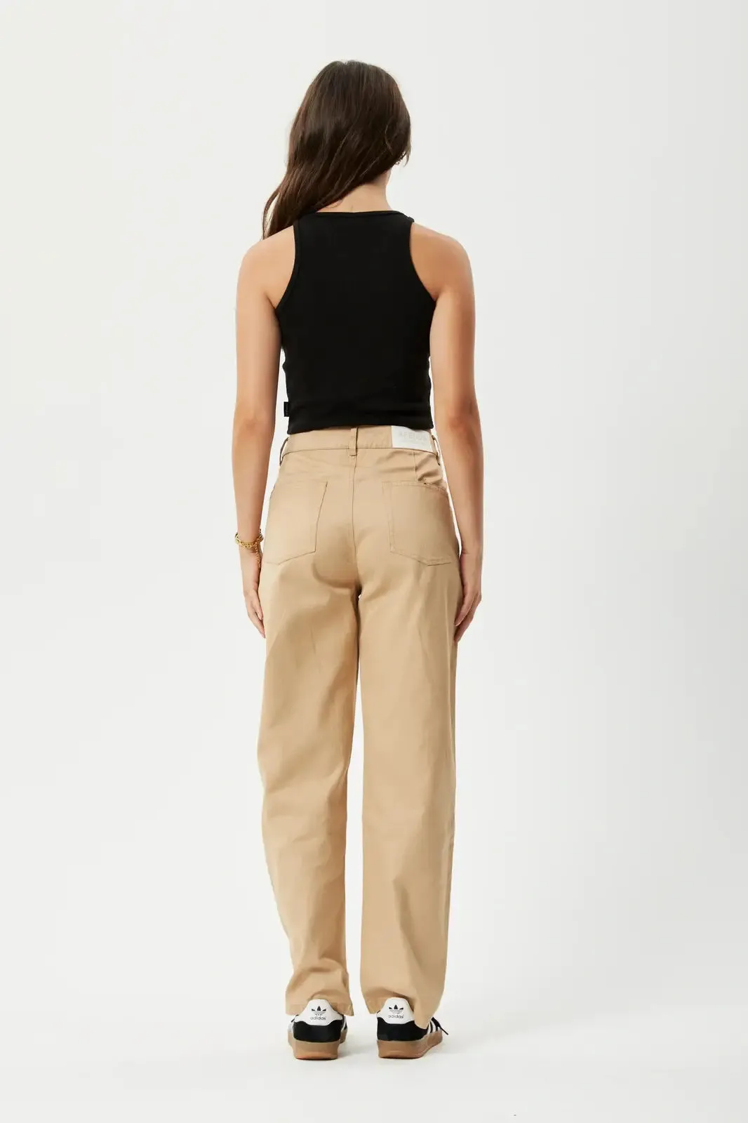 Afends shelby hemp wide leg pant long- tan