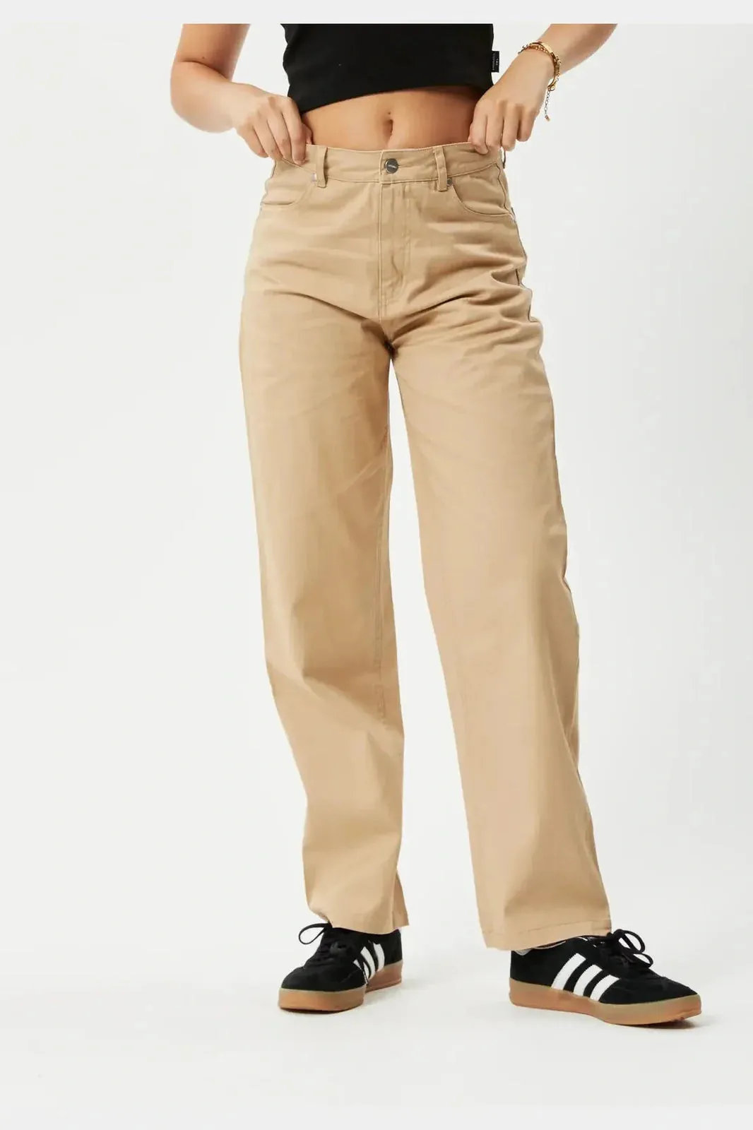 Afends shelby hemp wide leg pant long- tan