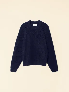 Alfie Cashmere Crewneck Sweater in Navy