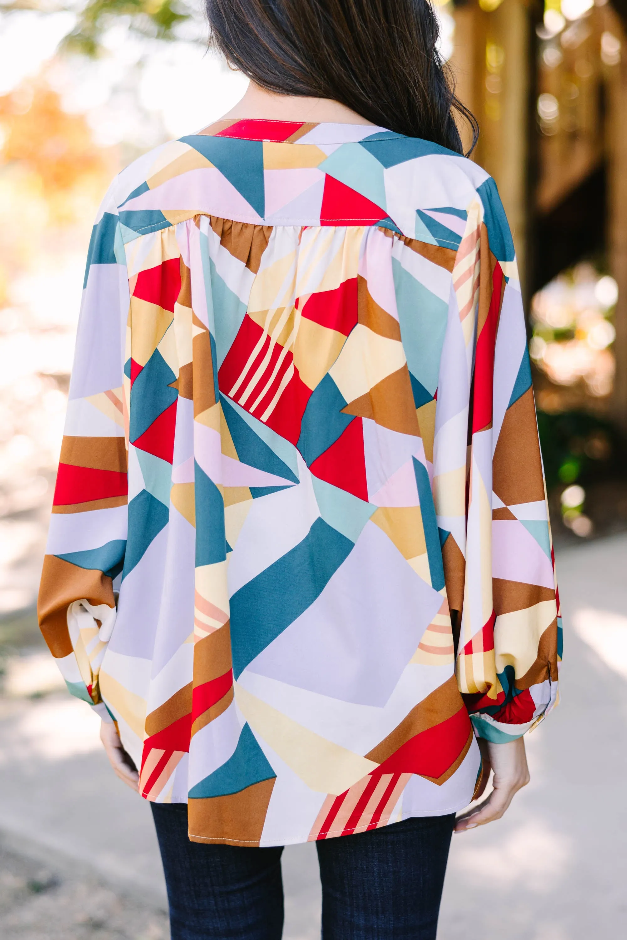 Always In Mind Red Mix Abstract Blouse