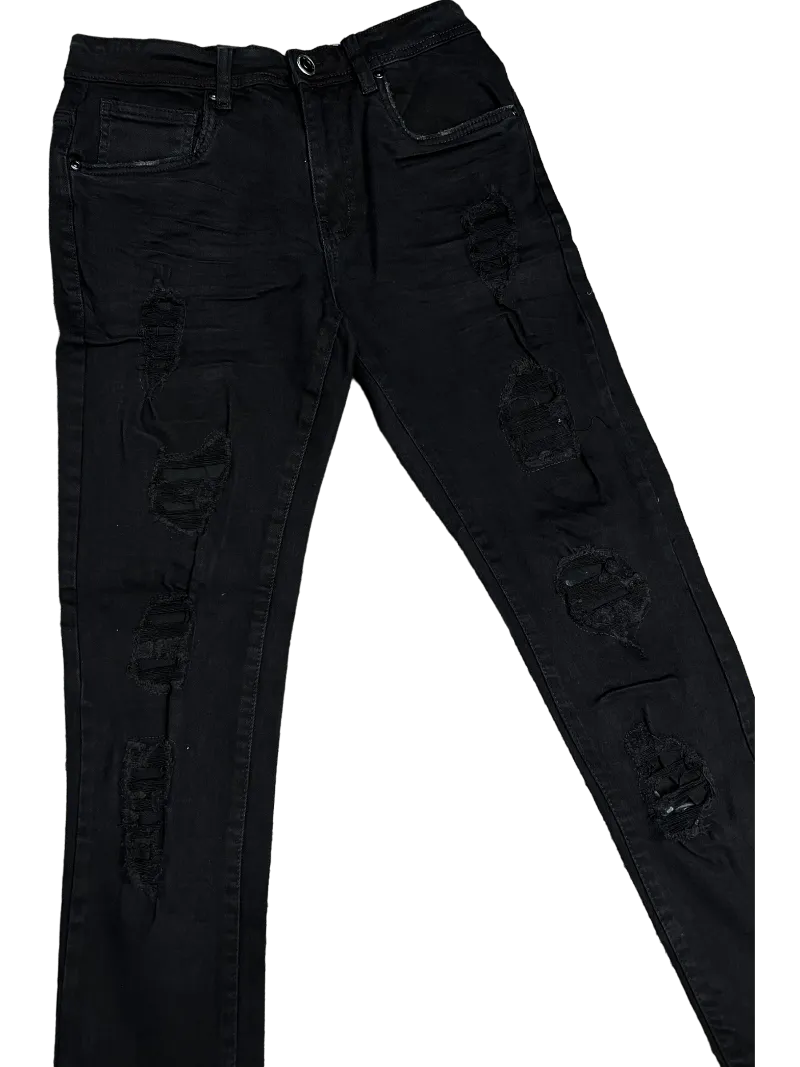 Arketype Black Jeans Men's Slim Fit Ripped Stretch Denim