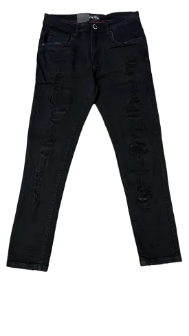 Arketype Black Jeans Men's Slim Fit Ripped Stretch Denim