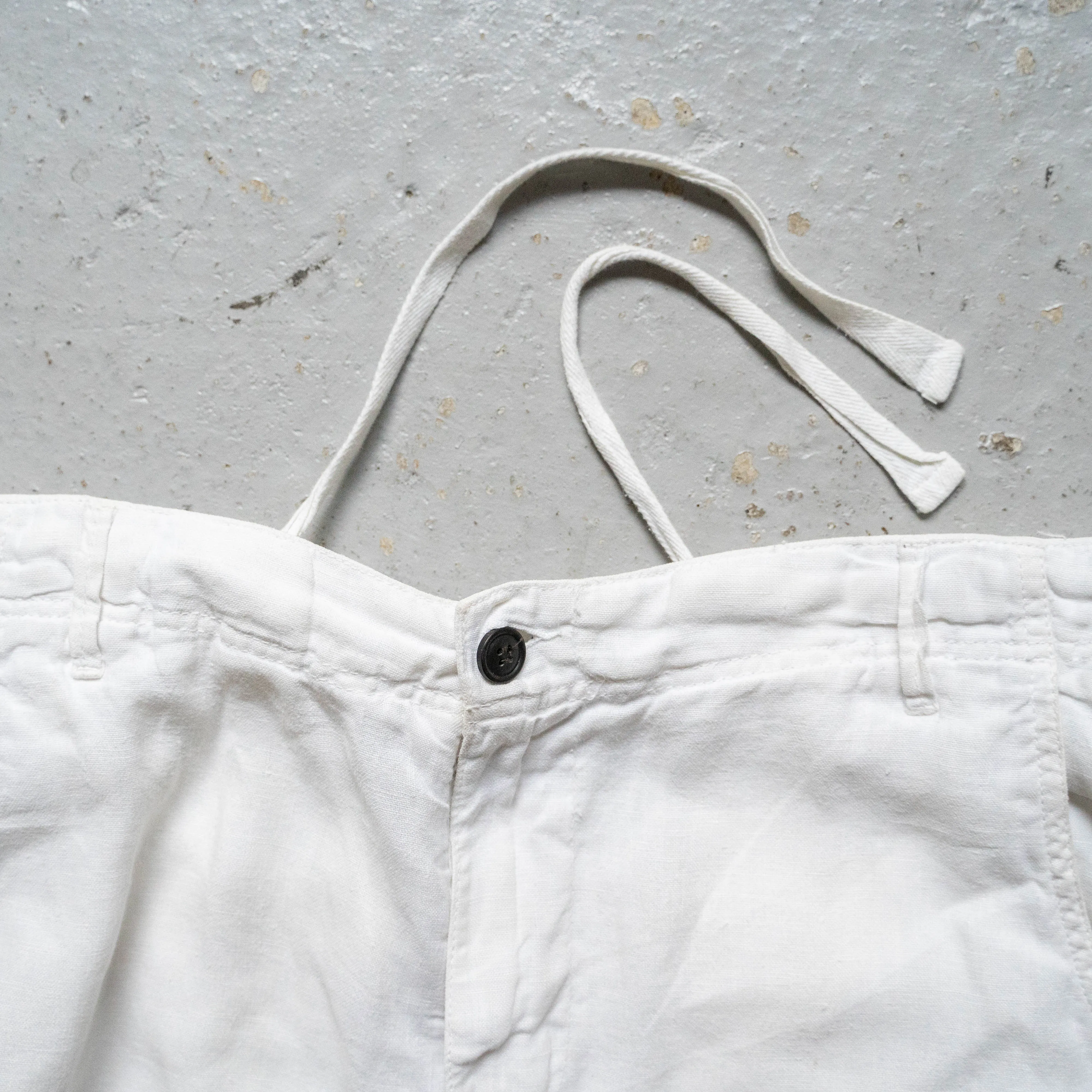 around 1990s white color all linen easy pants