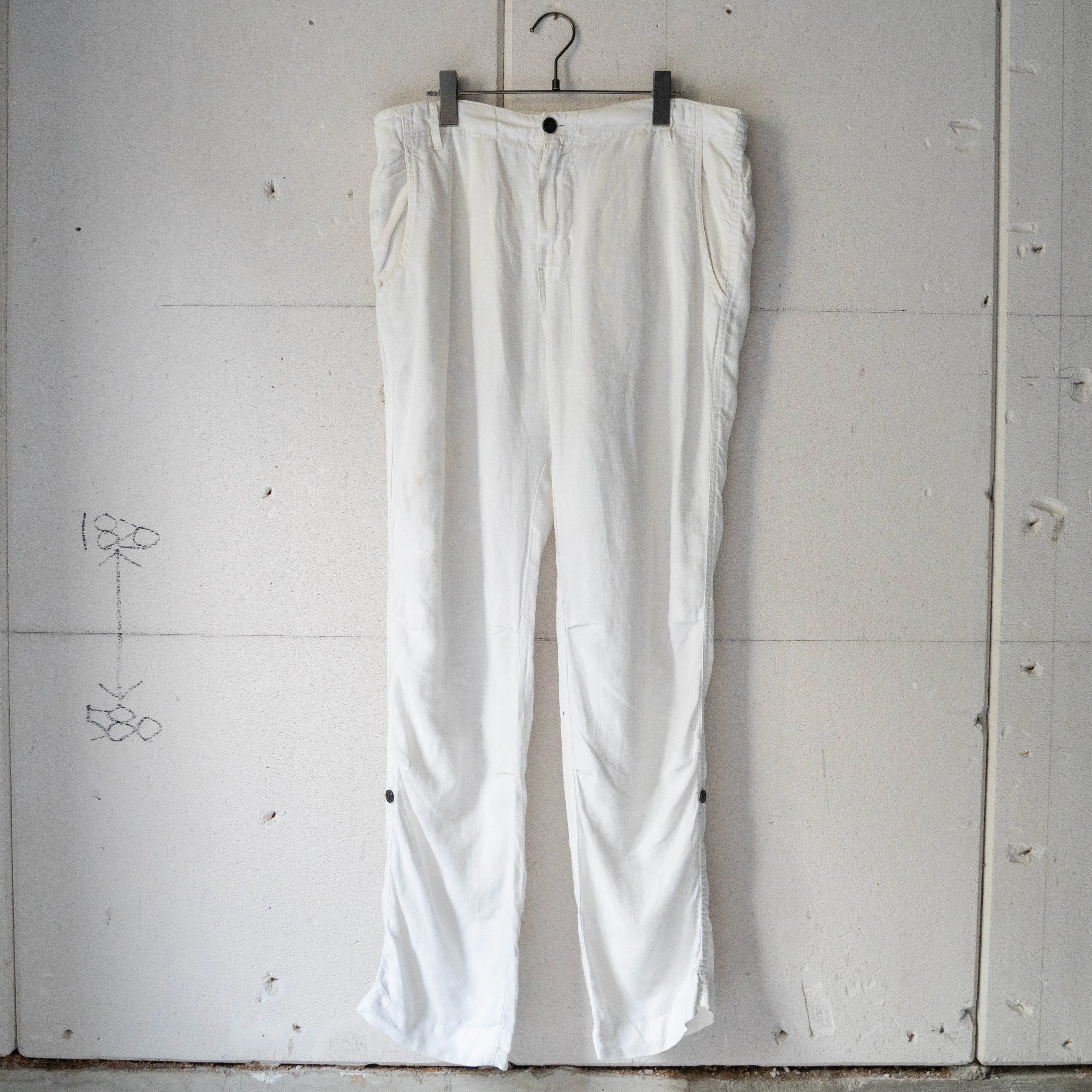 around 1990s white color all linen easy pants