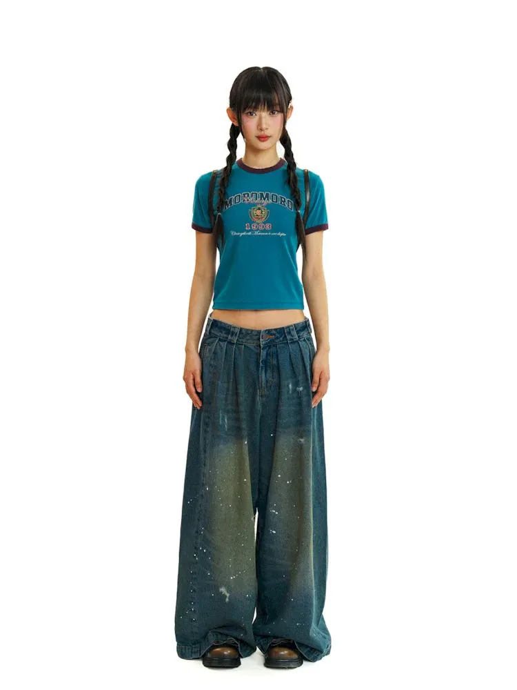 Baggy dragging wide leg denim trousers【s0000008577】