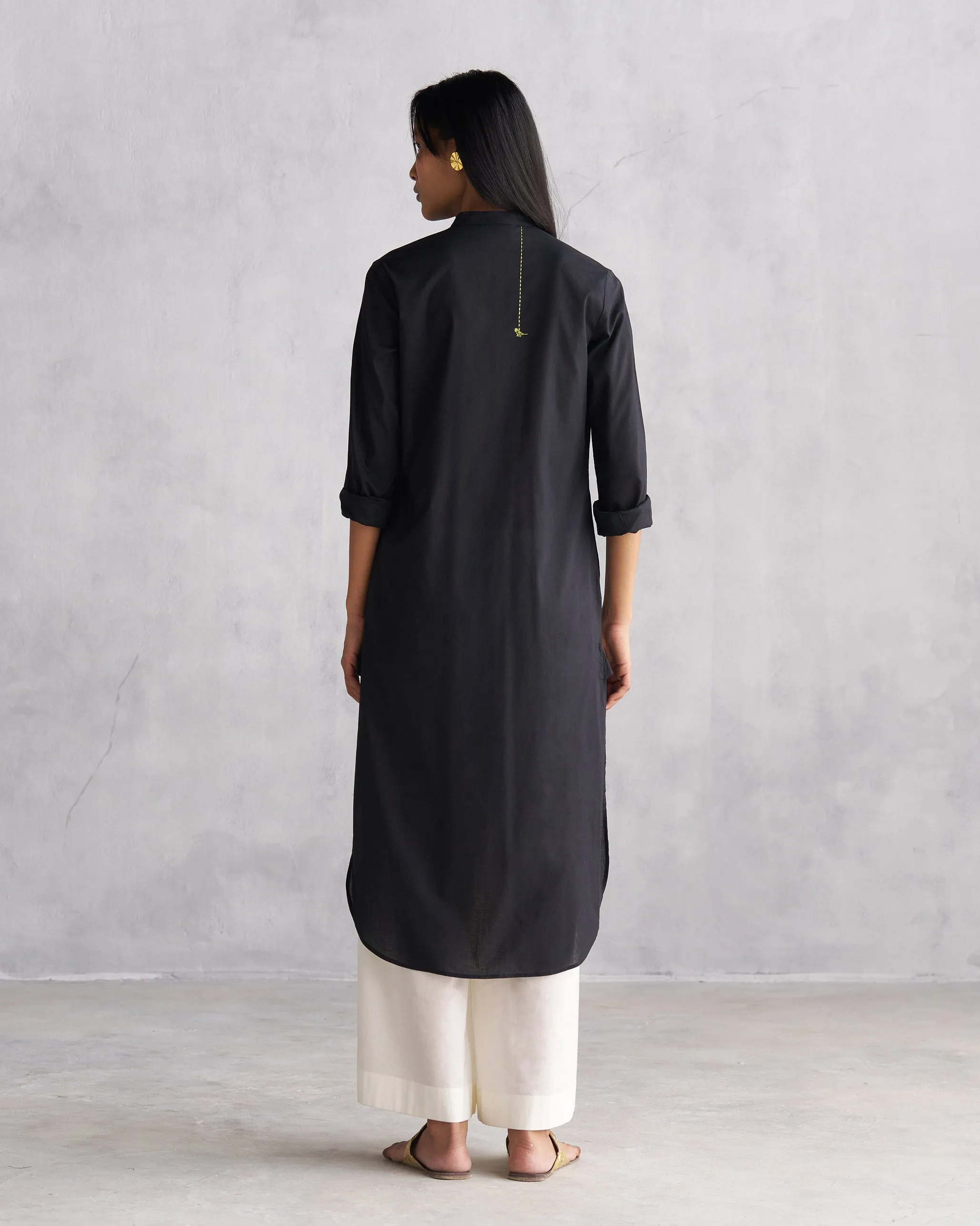 Basic Long Length Kurta - Black