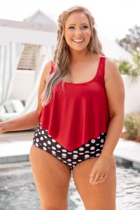 Beach Sweetheart Swim Top, Red