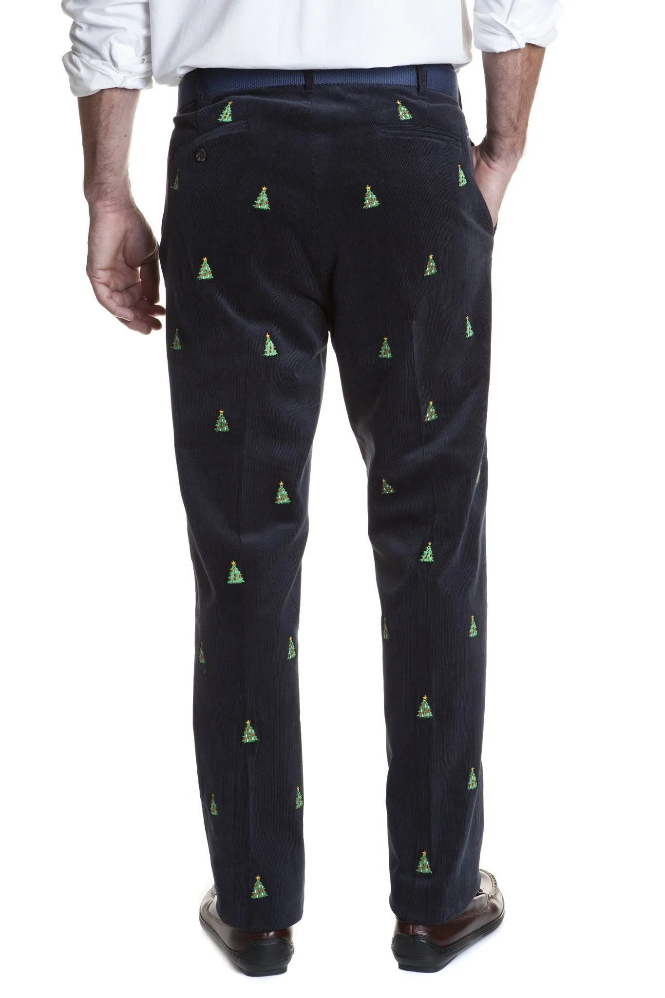 Christmas Tree-Embroidered Beachcomber Corduroy Pants in Nantucket Navy