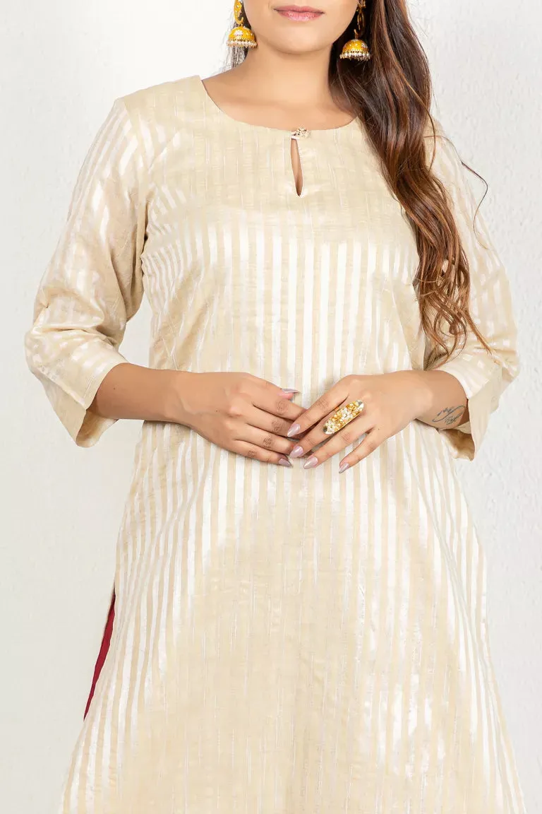 Beige Chanderi Kurta