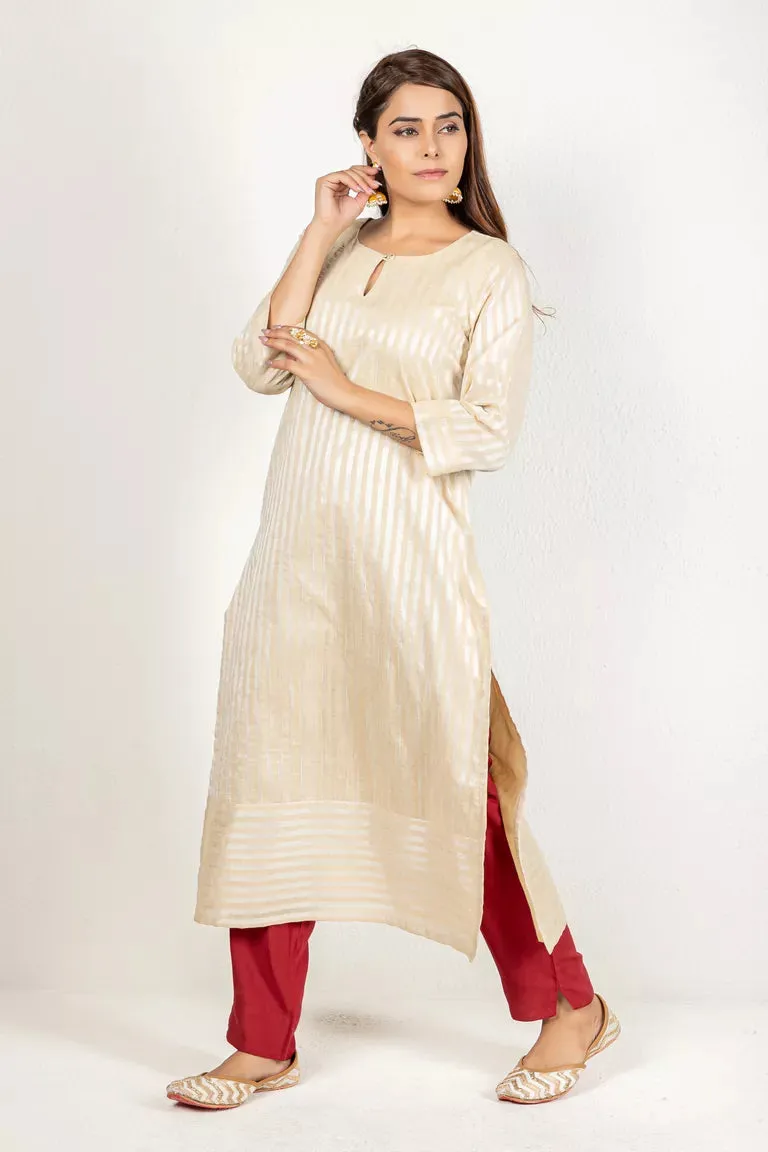 Beige Chanderi Kurta