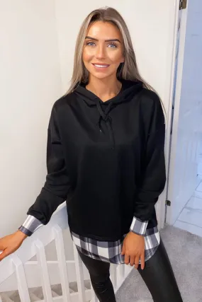 Black Check Back Hoodie