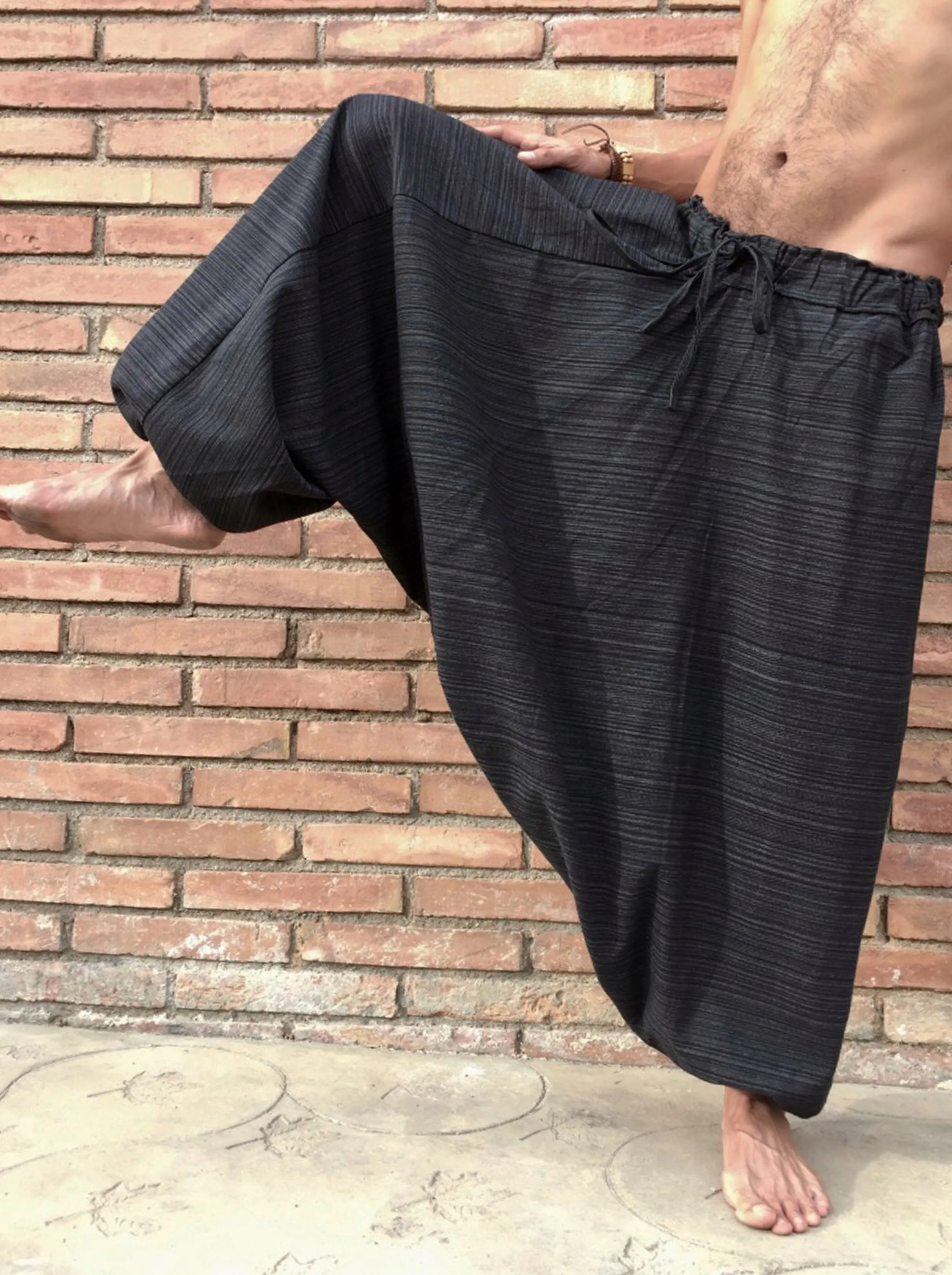 Black Line Pattern Samurai Pants