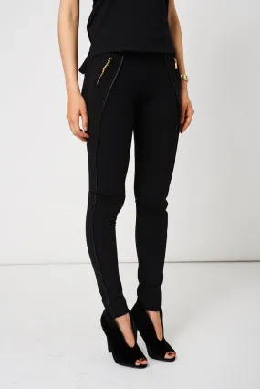 Black Skinny Trousers With Ribbed Side Panels