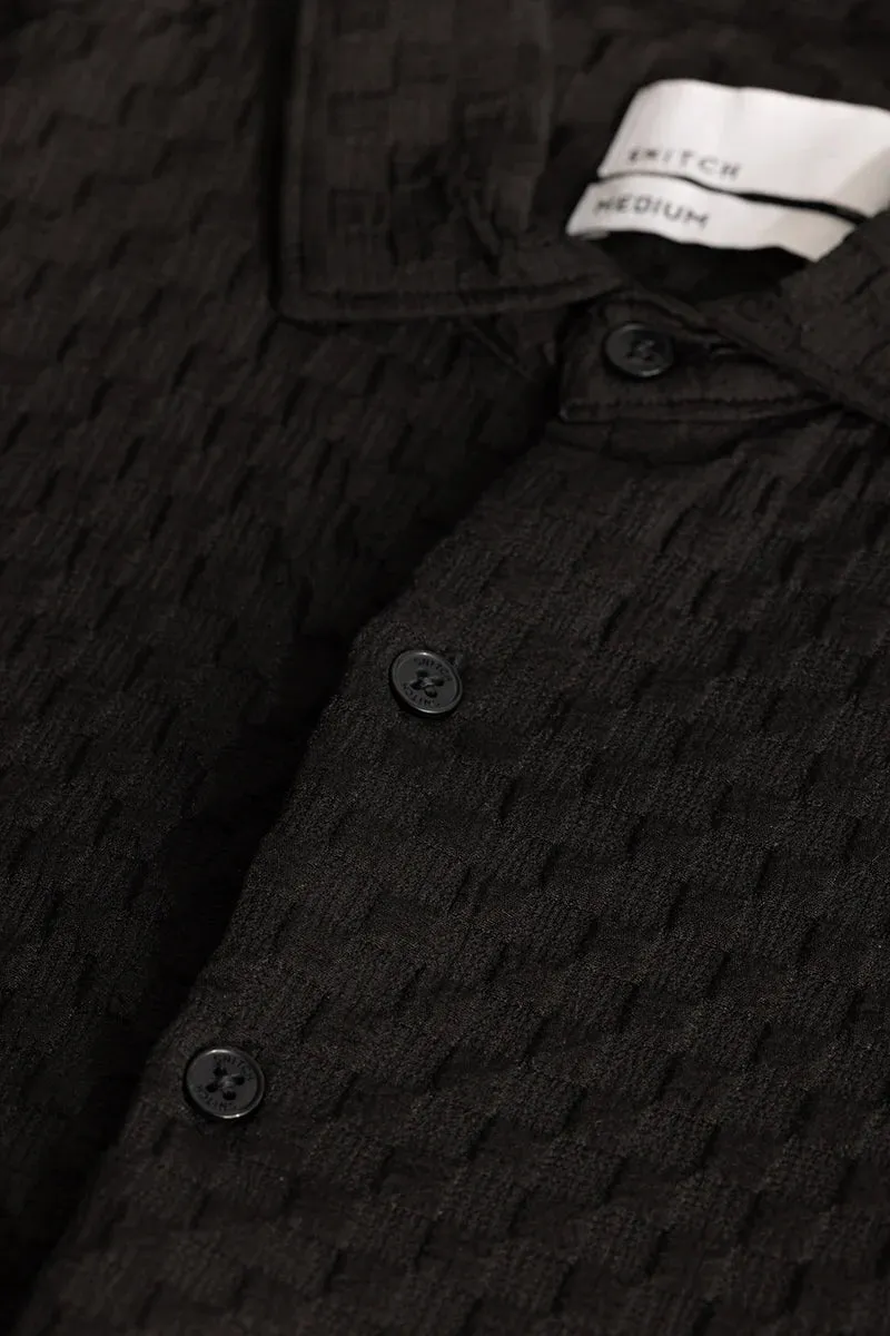 Black Slim Fit Textured Shirt