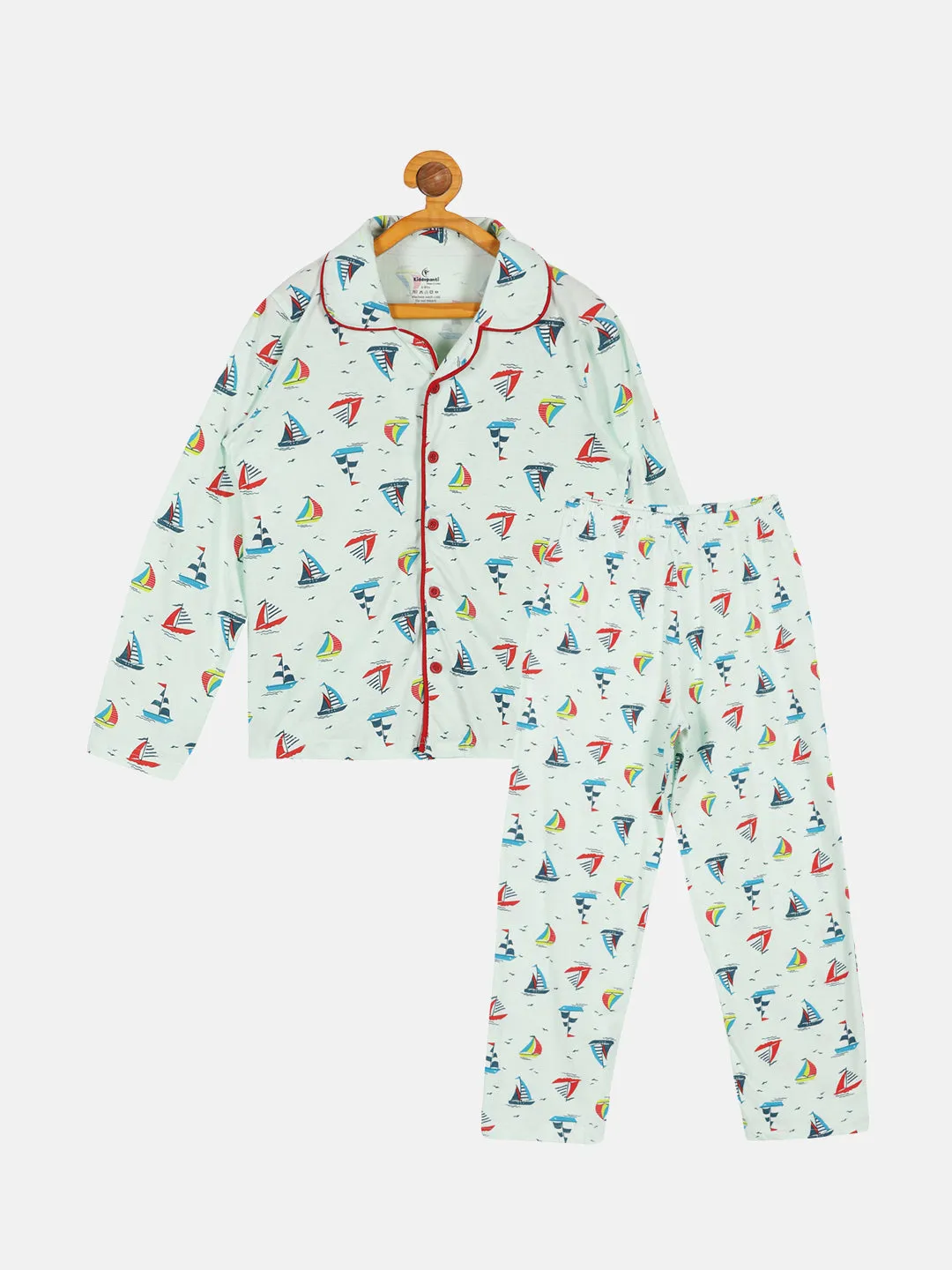 Boys AOP Print Shirt and Pyjama Night Set