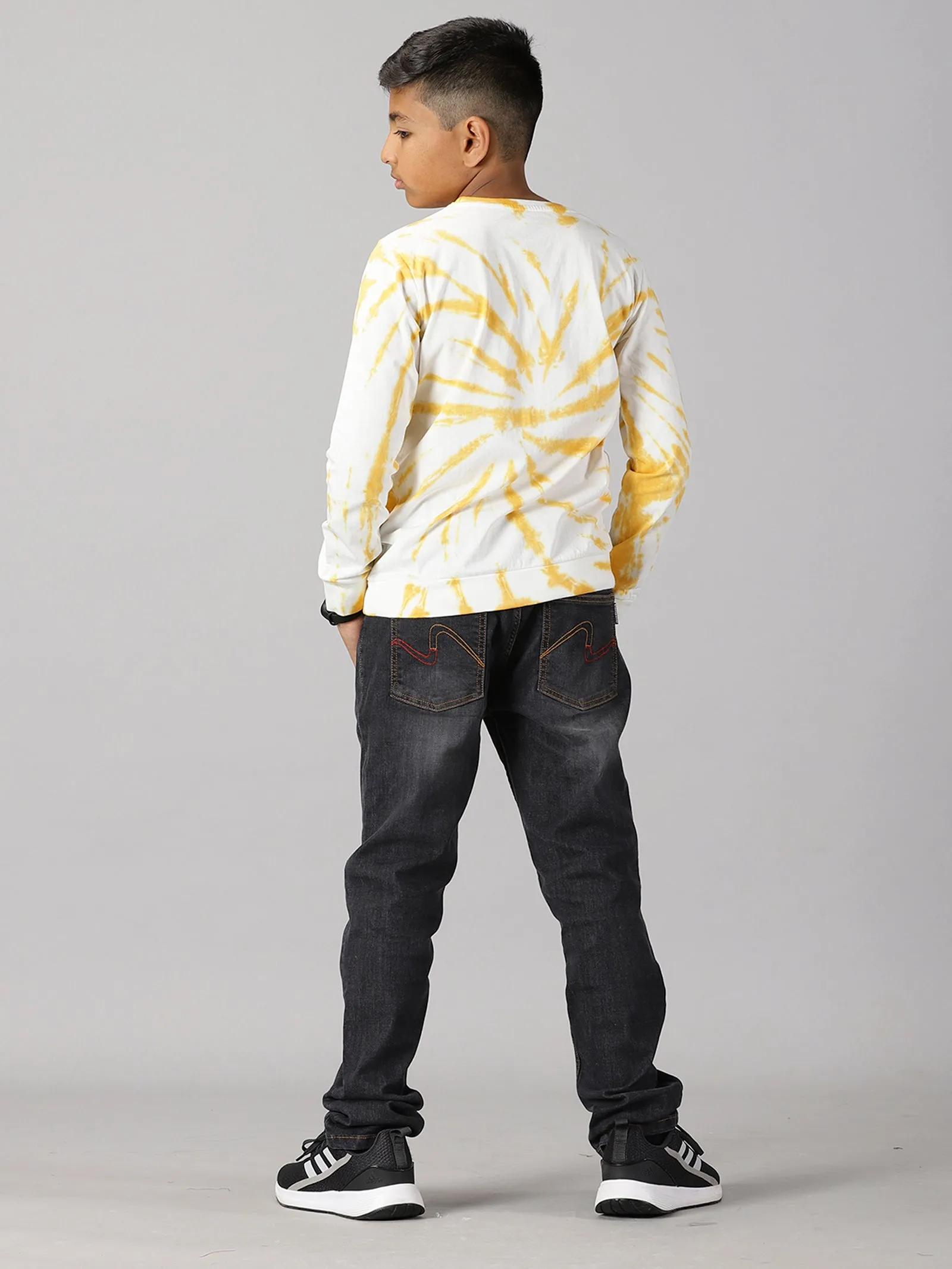 Boys Tie and Dye Full Sleeve Tee Shirt & Denim Pant Set