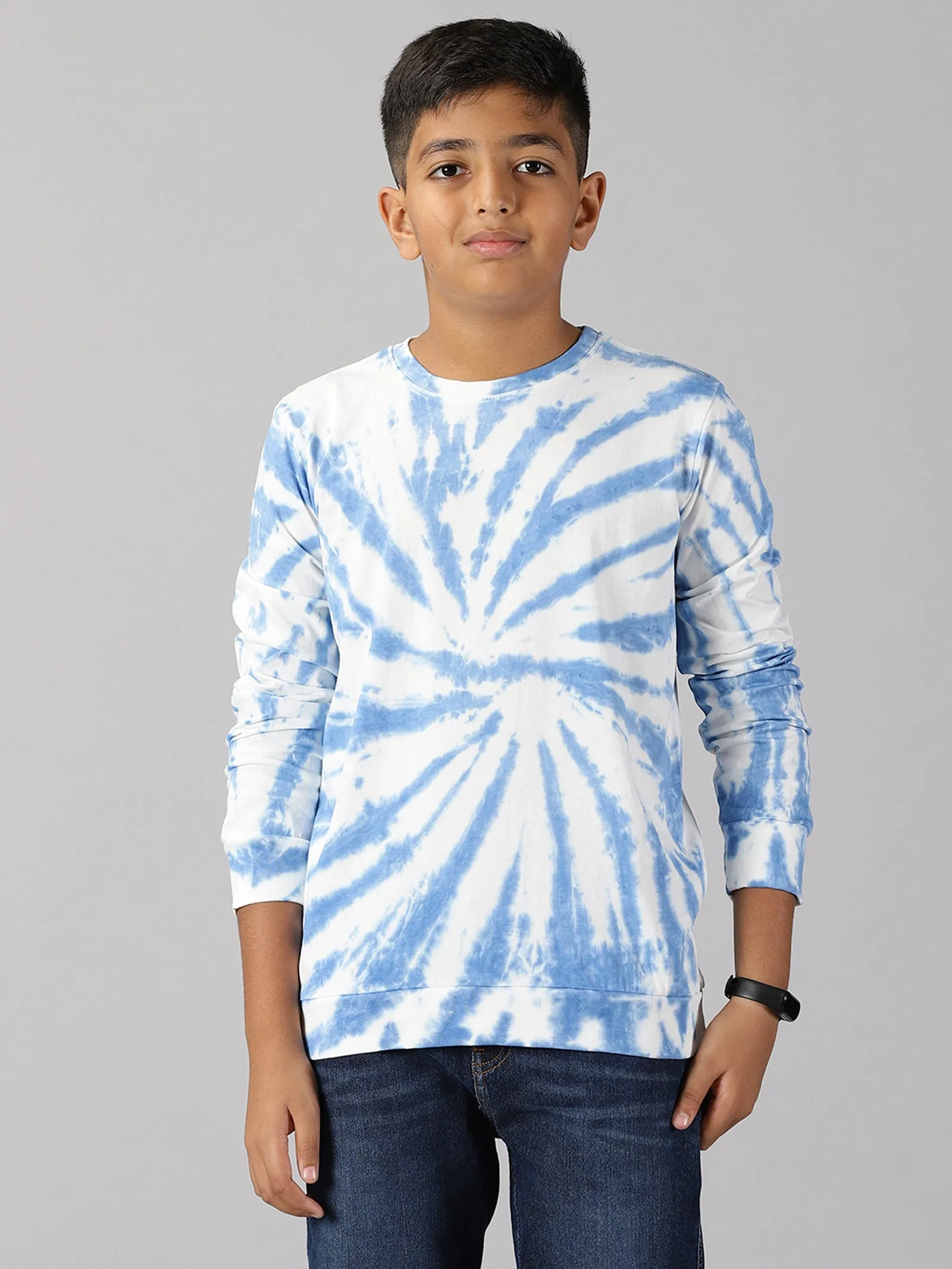 Boys Tie and Dye Full Sleeve Tee Shirt & Denim Pant Set