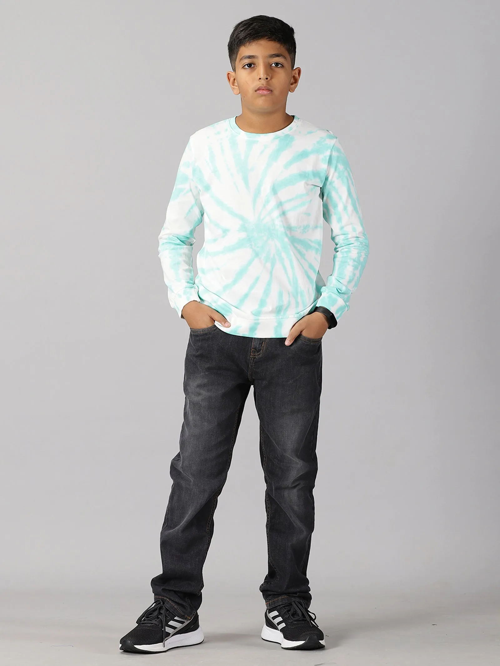 Boys Tie and Dye Full Sleeve Tee Shirt & Denim Pant Set