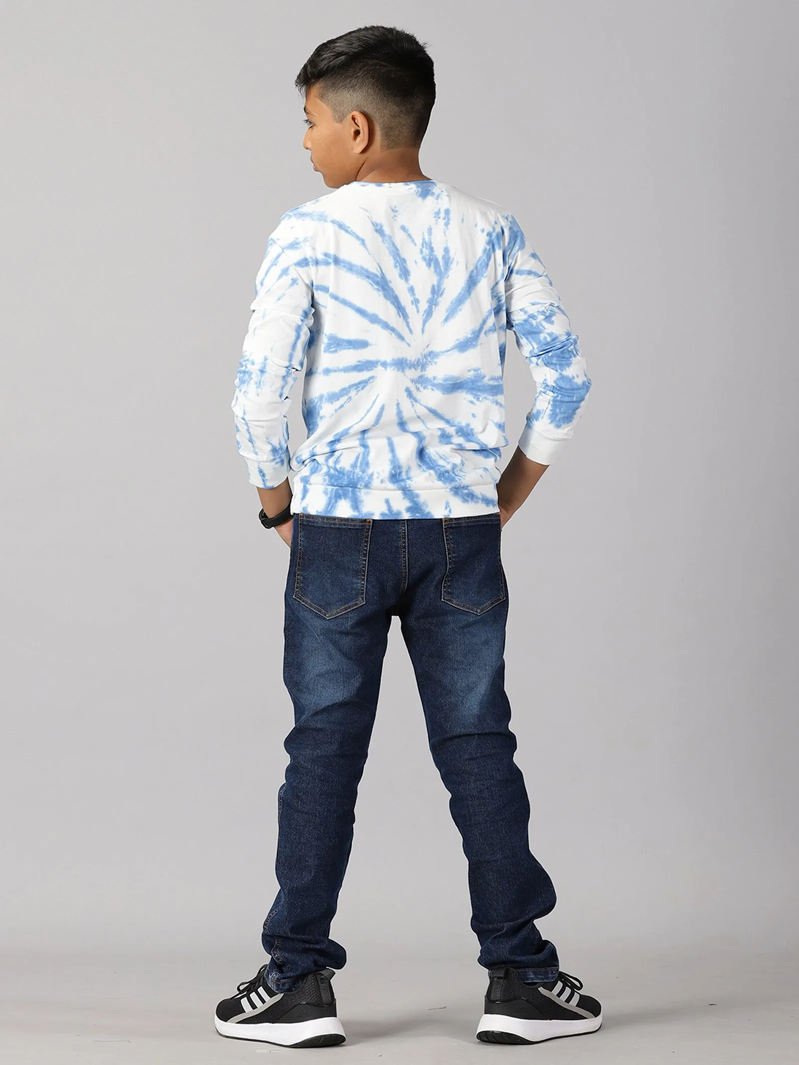 Boys Tie and Dye Full Sleeve Tee Shirt & Denim Pant Set