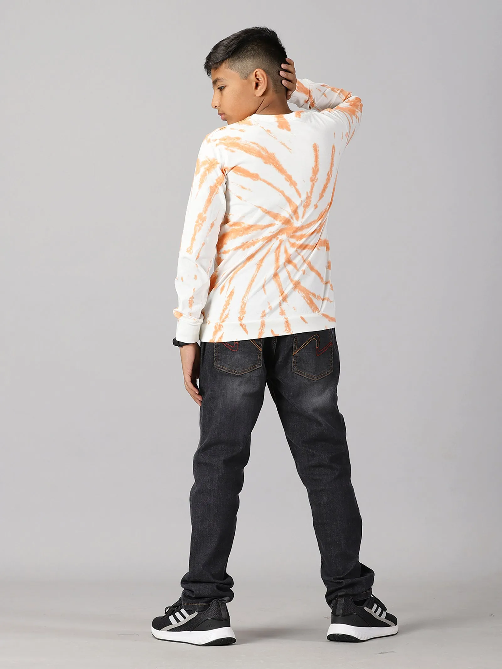 Boys Tie and Dye Full Sleeve Tee Shirt & Denim Pant Set