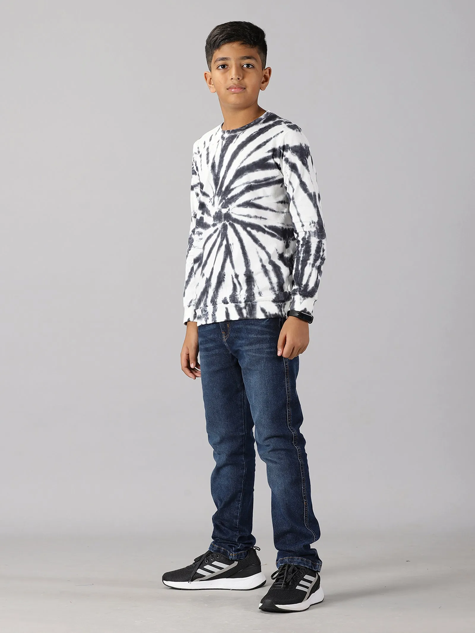 Boys Tie and Dye Full Sleeve Tee Shirt & Denim Pant Set