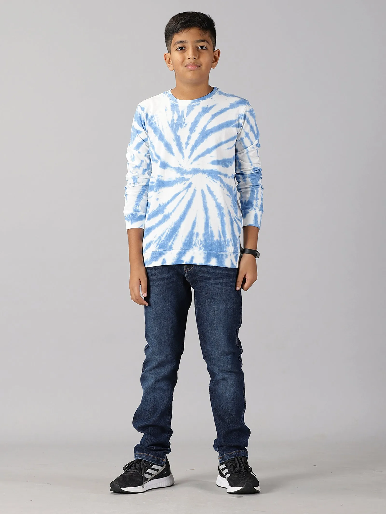 Boys Tie and Dye Full Sleeve Tee Shirt & Denim Pant Set