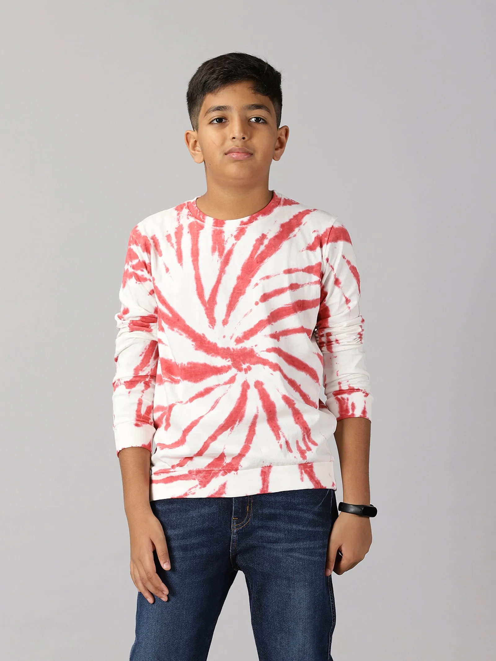 Boys Tie and Dye Full Sleeve Tee Shirt & Denim Pant Set