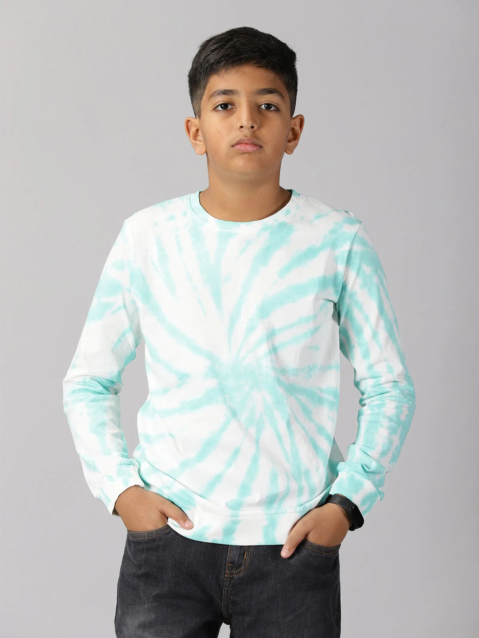 Boys Tie and Dye Full Sleeve Tee Shirt & Denim Pant Set