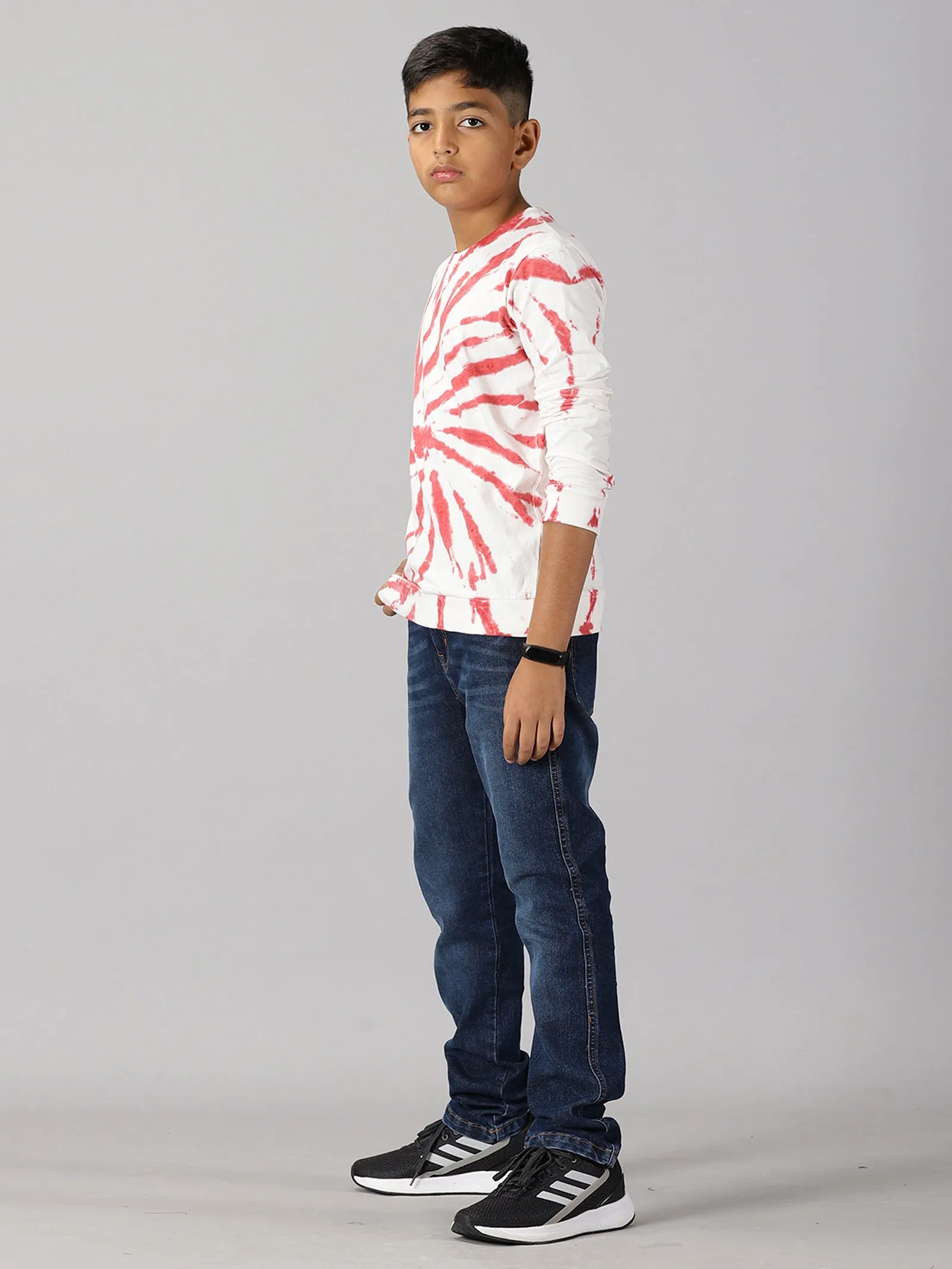 Boys Tie and Dye Full Sleeve Tee Shirt & Denim Pant Set