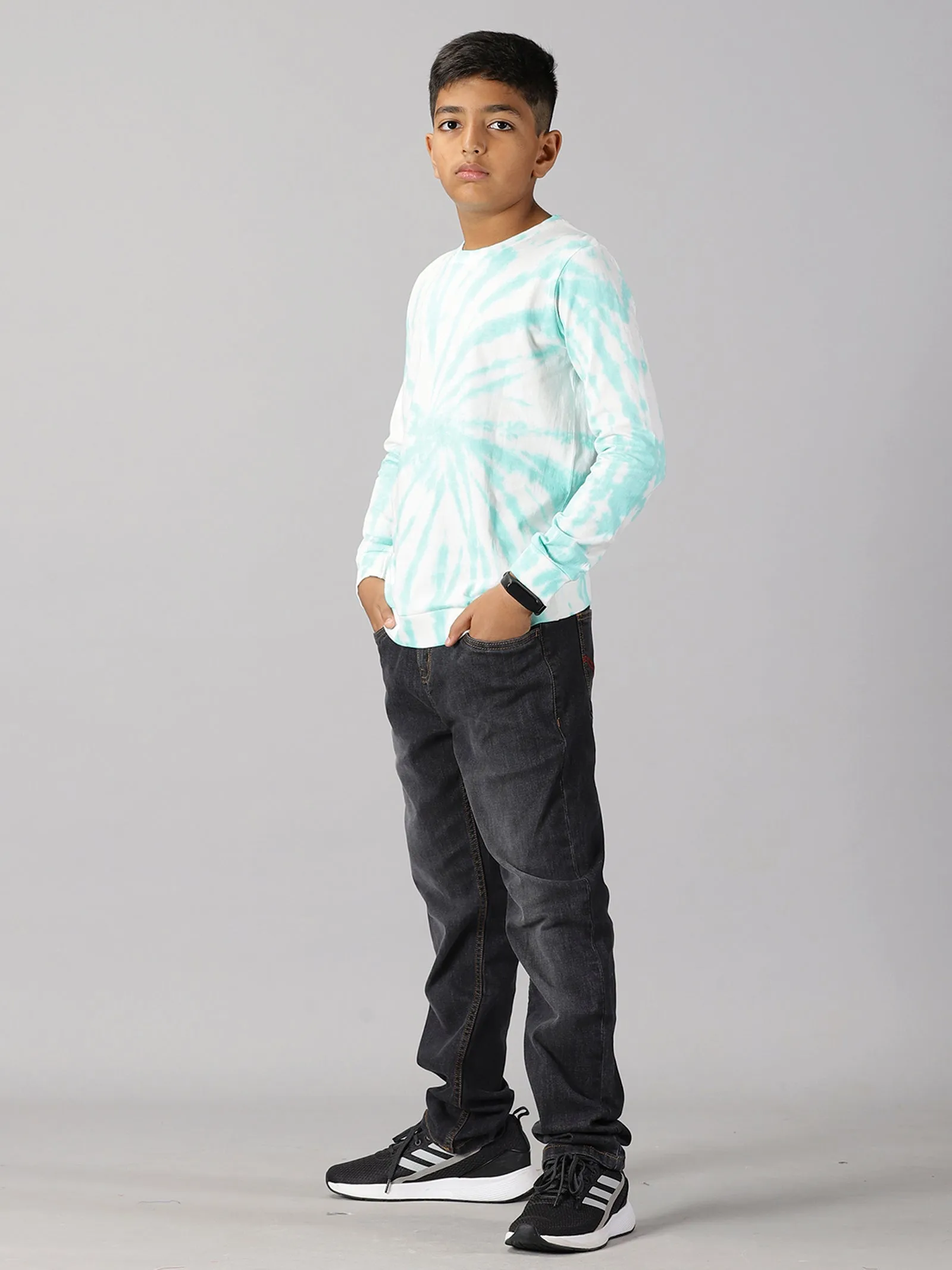 Boys Tie and Dye Full Sleeve Tee Shirt & Denim Pant Set